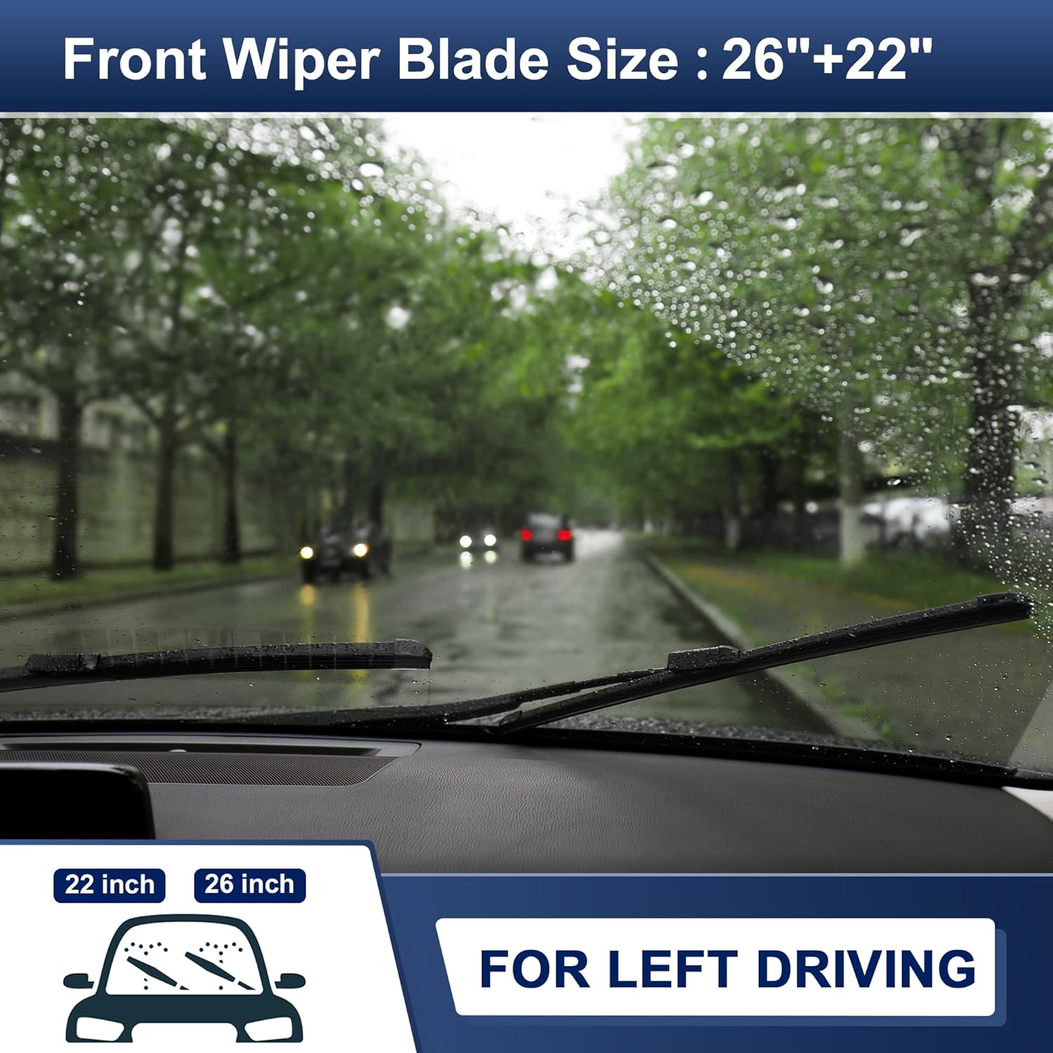 X AUTOHAUX 1 Pair 26"+22" Front Windshield Wiper Blade for Mercedes-Benz GLE-Class 2019-2023 Set with Upgraded Stability All Weather Not J/U Hook