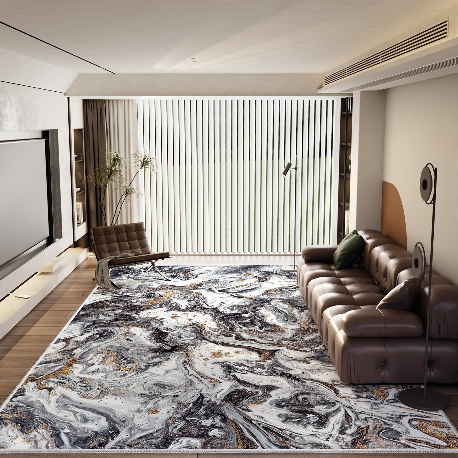 IKALIFE Washable Abstract Area Rug, 240 x 340 cm Short Pile Non Slip Rug