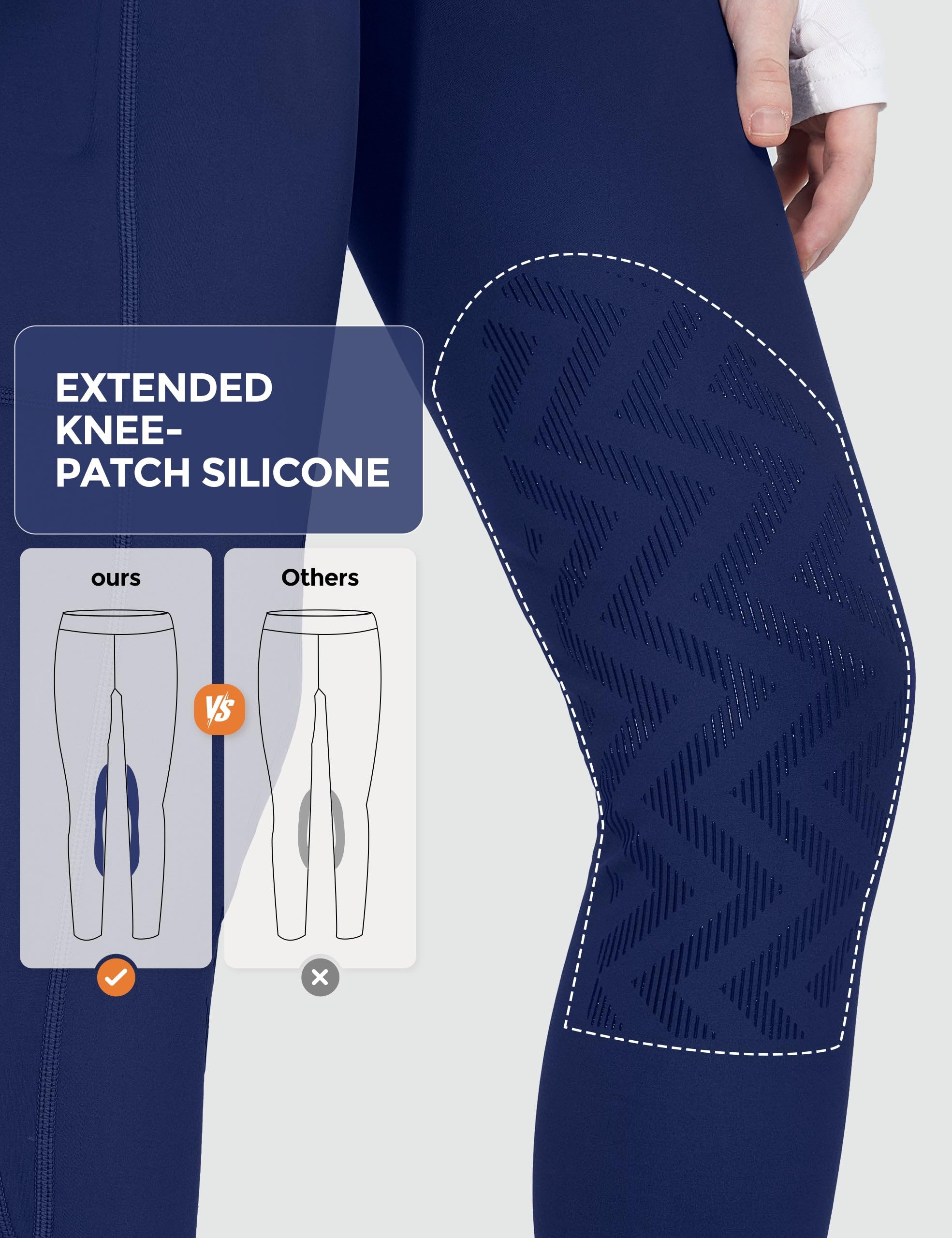 FitsT4 Sports Pantalon d'équitation en polaire pour filles - Avec poches - Avec empiècement au genou