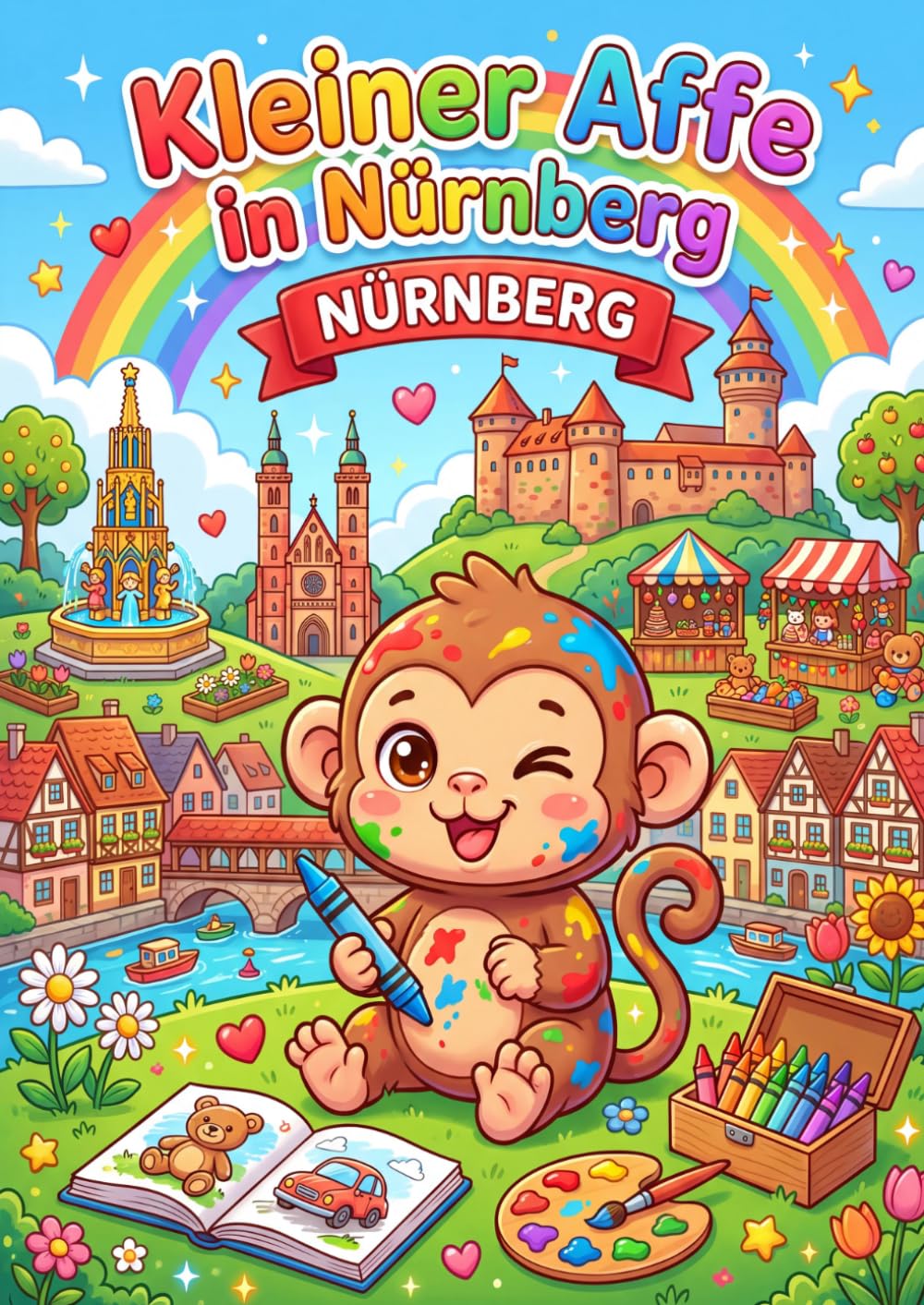 Kleiner Affe in Nürnberg — Ausmalbuch für Kinder ab 4 Jahren: 50 liebevolle Motive zum Ausmalen: Große Bilder, dicke Linien, einseitig bedruckt · Mein Großes Ausmalbuch Band 7