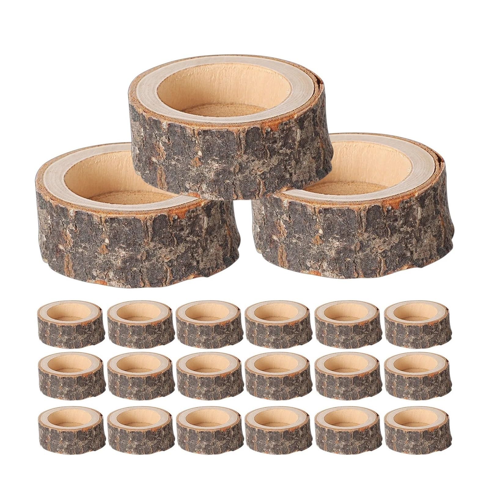 Wooden Tealight Candle Holder Rustic 24Pcs Wood Holders Tealight Rustic Wooden Votive Candlestick Farmhouse Style Centerpiece Decoration Birthday Wedding