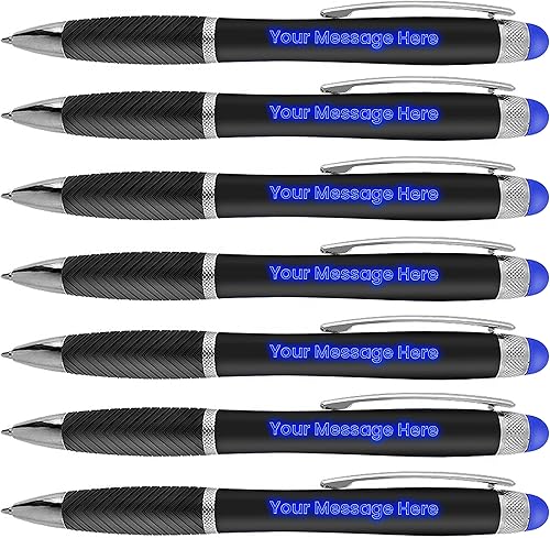 Paquete de 80 bolígrafos personalizados, grabado láser sin granel, bolígrafo de 3 pulgadas, lápiz óptico y área personalizada con luz, nombre