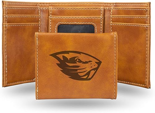NCAA Rico Industries Cartera triple con grabado láser, grabada con láser, accesorio para hombre