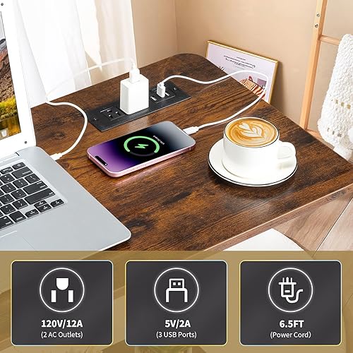 Miniatura 46 de Karl home Mesa móvil pequeña de 23.6 pulgadas, escritorio para computadora con ruedas, altura ajustable, carrito de computadora portátil, mesa Negro