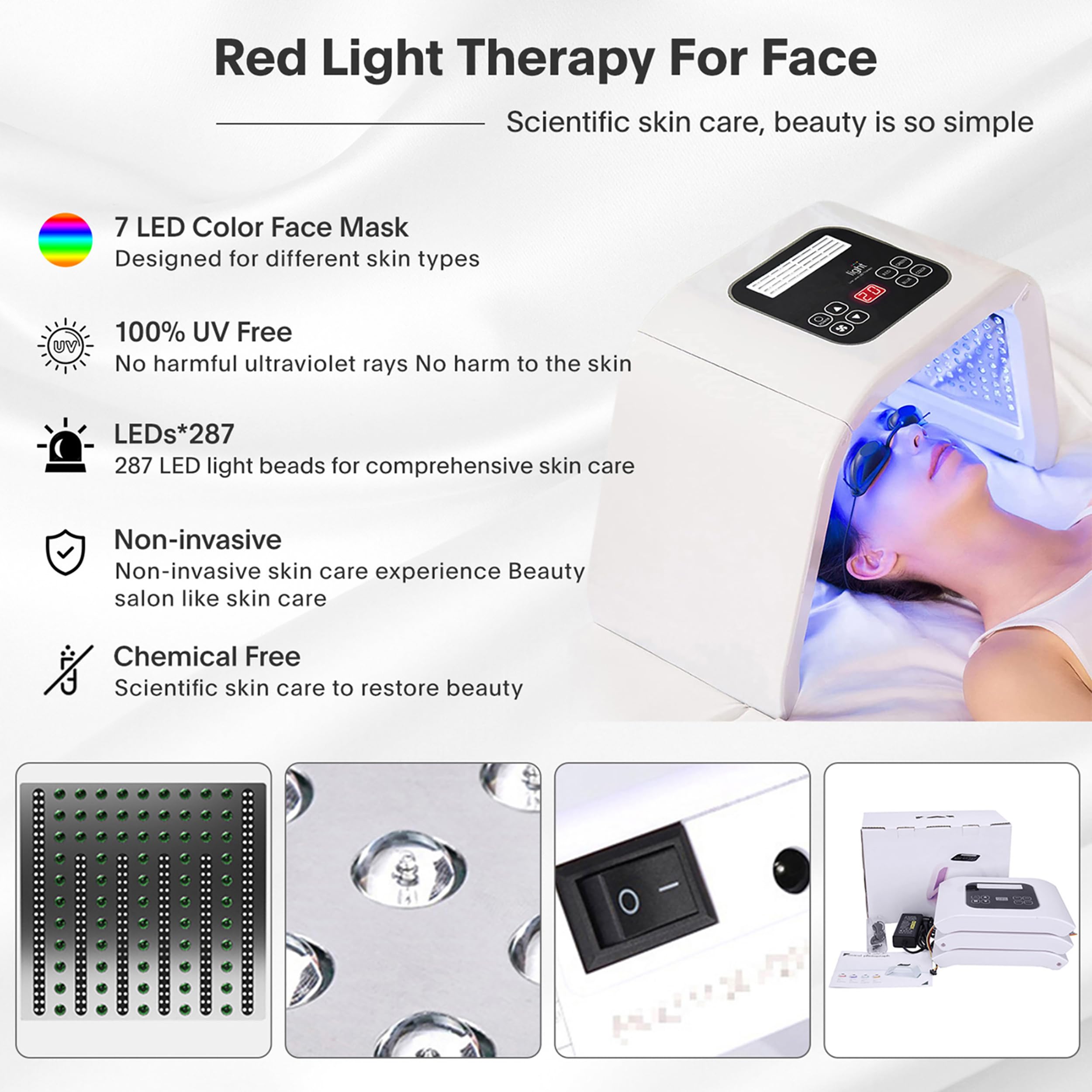 Red Light Therapy LED Face Mask, 7-Color Facial SPA Equipment