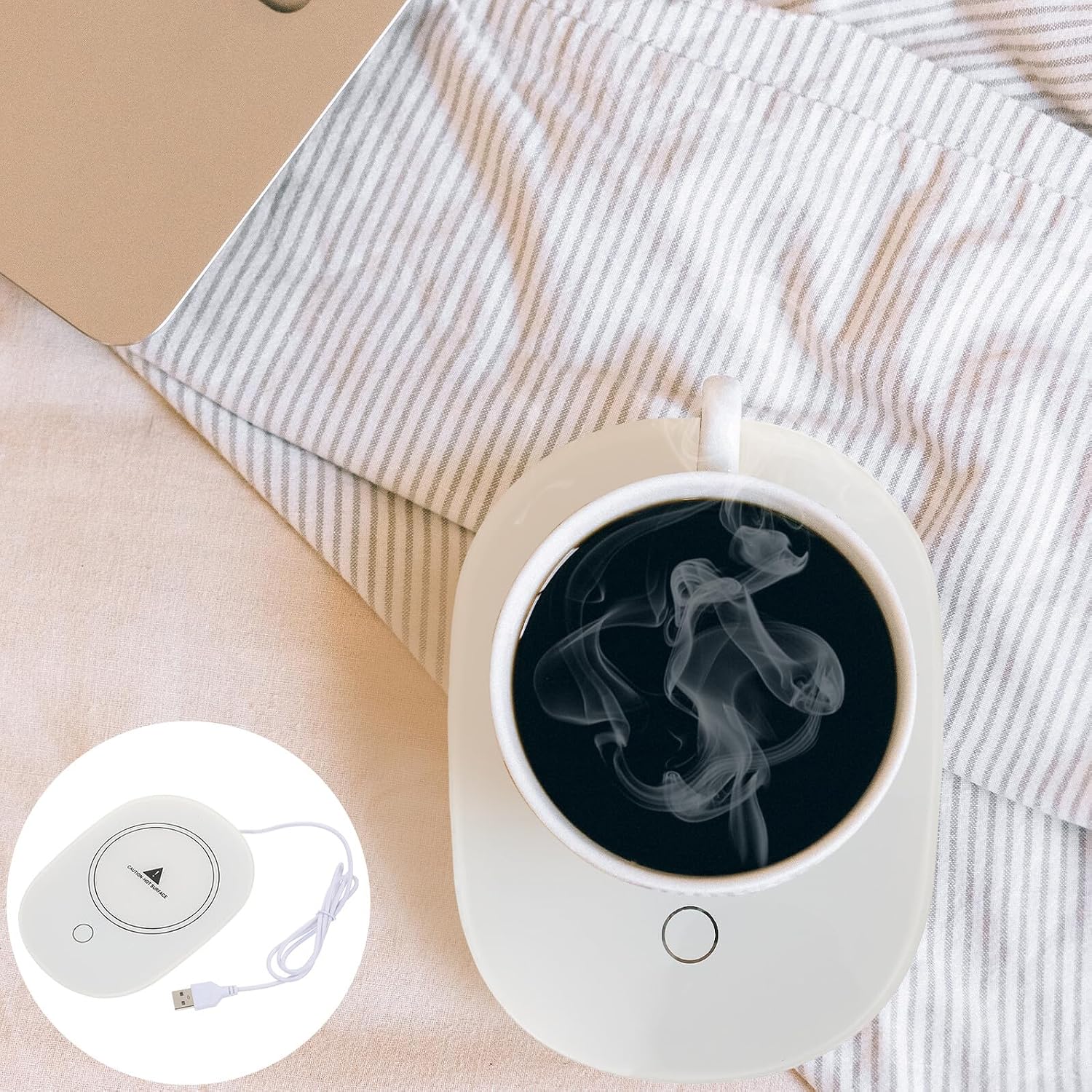 SECFOU USB Mug Warmer with Digital Display Constant Temperature Heating Coaster for Coffee Tea Milk Desktop Thermostatic Cup Heater for Office and Home Use