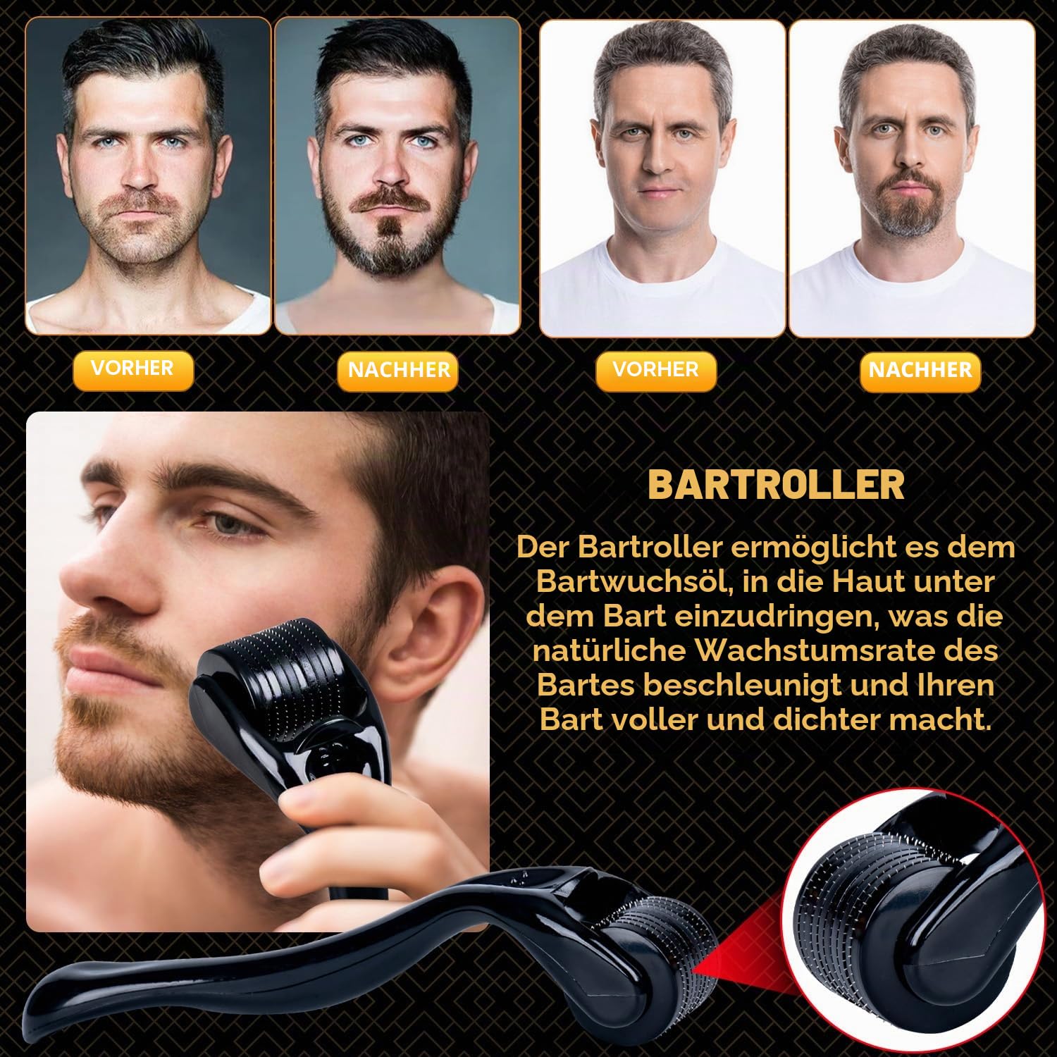 Bartset, Bartpflegeset für Männer, Bartwuchsset mit Bartroller, 2er-Pack Bartwuchsöl, Bartshampoo, Bartspülung, Bartbürste, Bartbalsam, Bartkamm, Schere, Geschenke für Ihn