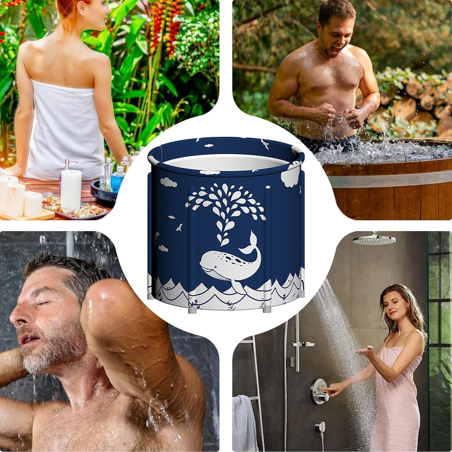 折りたたみ式バスタブ - ポータブルバスタブ、大容量シャワーロッド | 軽量折りたたみ式バスタブ 大人用 シャワー 浸漬 スパ アイ