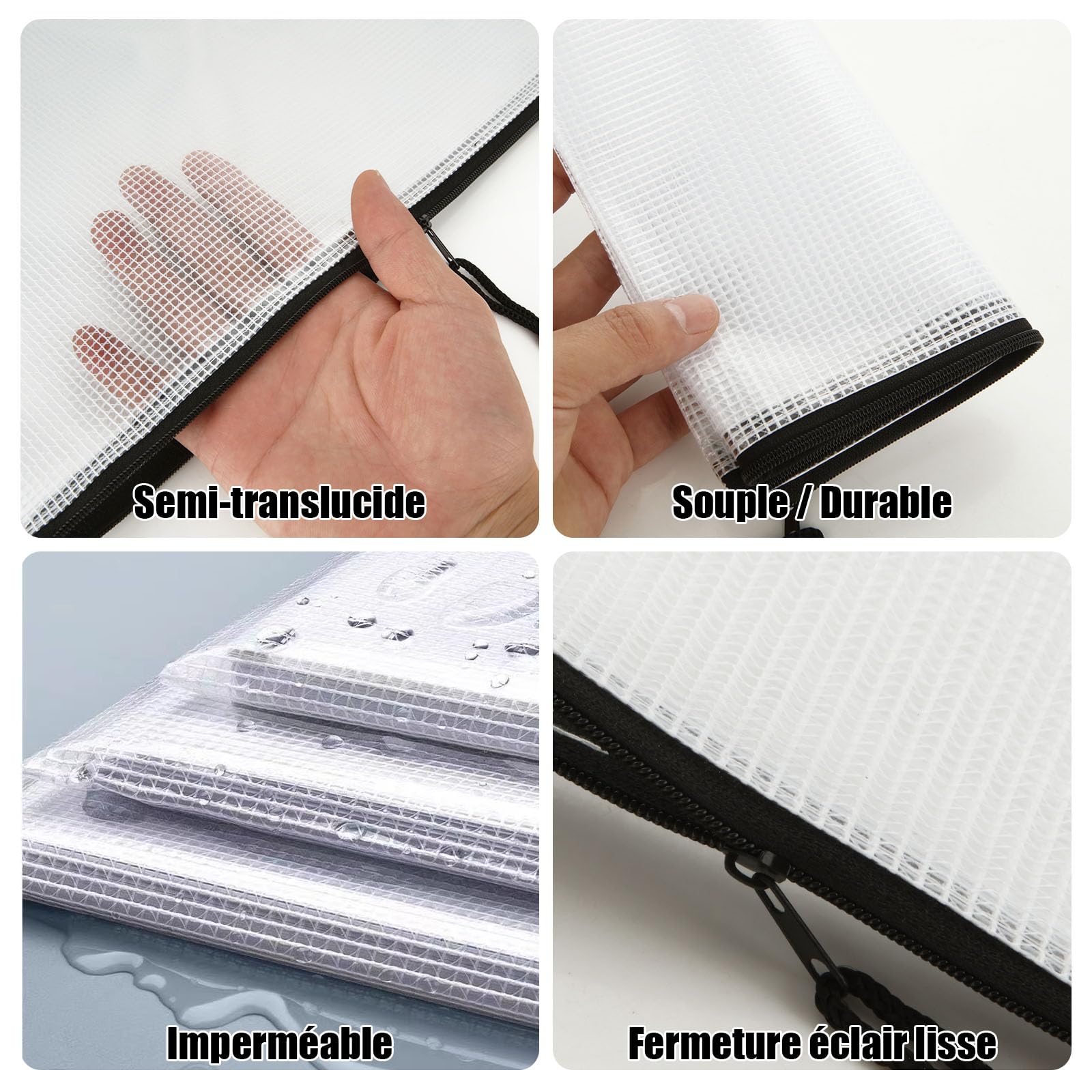 GOYADA Lot 30 Pochettes Zip A4 A5 A6 - Pochettes Plastique Transparentes Fermeture Éclair