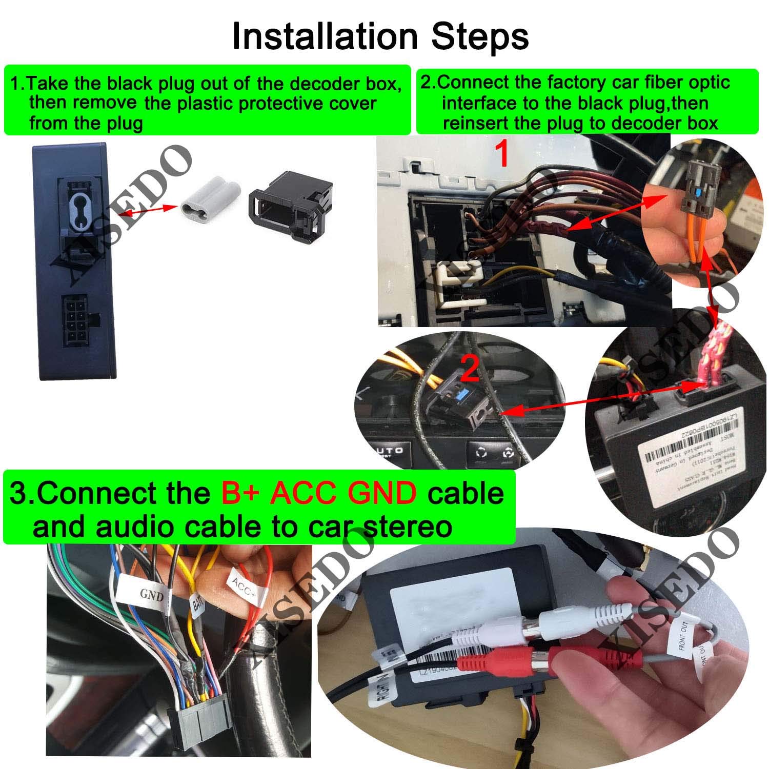 Adaptador de Decodificador de Fibra Óptico, Reemplazo para el Auto con Adaptador de Conector de Fibra Óptico para Mercedes-Benz ML/GL/R Class / W164 / W251 / PORSCHE
