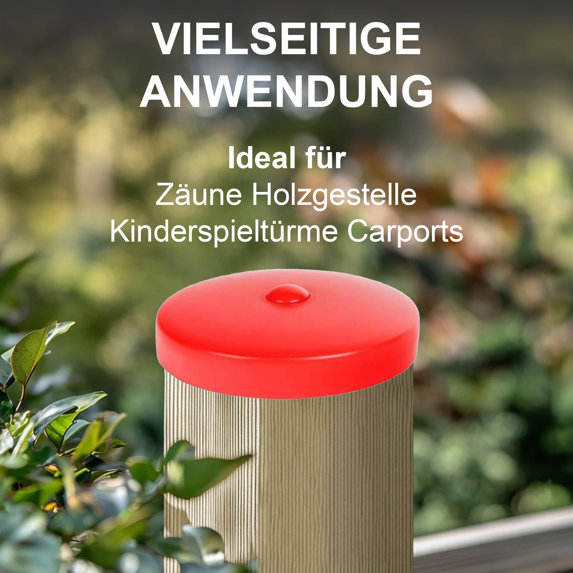 h2i Pfostenkappe | Kunststoff Rot | Ø 121 mm | 10 Stück | Runde Abdeckkappe für Garten Holzpfosten Pfostenträger & Zaunpfosten in Pyramidenform | Wetterschutz für Holz-Balken & Pfosten