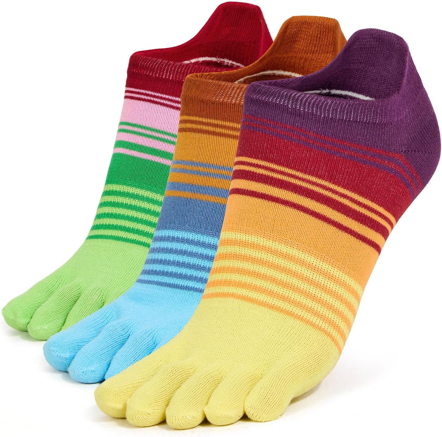 Complementary Color 5 Toe Socks, Breathable Moisture-Wicking & Wear-Resistant, Separate Toe Unisex Low Cut Socks