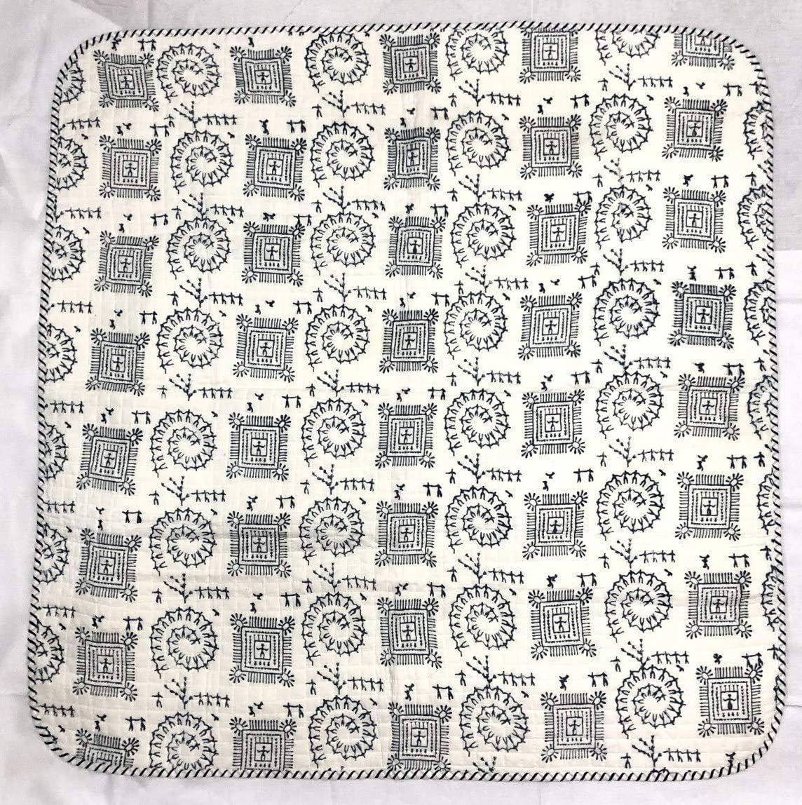 Trade Star Super Soft 100% Cotton Reversible Quilted Handmade Wrap Quilt Toddler Blanket Warm Indian Design Ethnic Authentic Soft Quilt Hand Block Print Baby Blanket