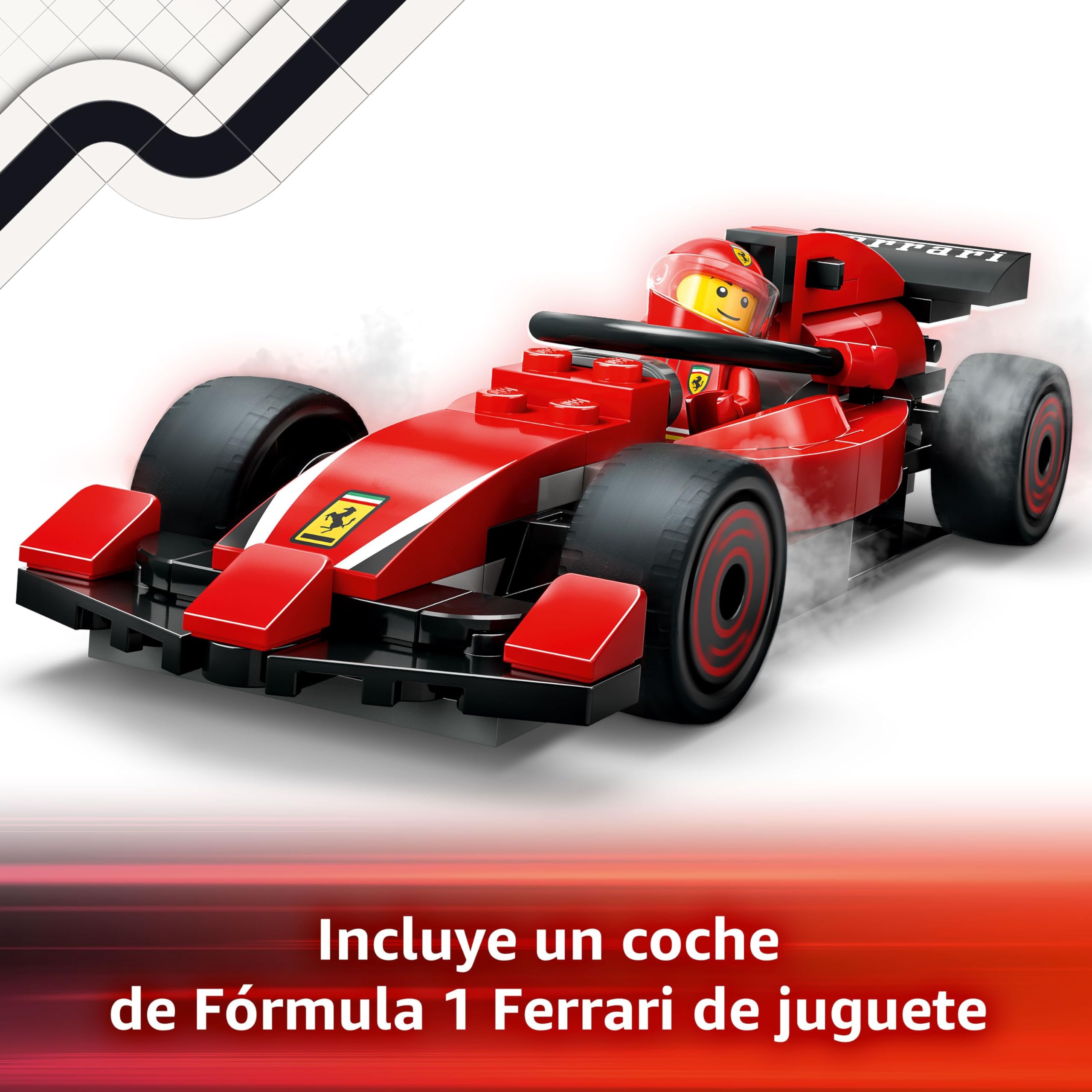 LEGO City Parada en Boxes de F1 y Equipo de Mecánicos con Coche Ferrari de Juguete para Niños y Niñas de 6+ Años, Maqueta de Carreras de Fórmula 1 con Pit Stop y Minifigura de Piloto 60443