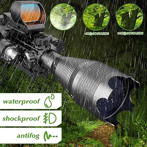 Vista 22 de 4-12/16x50EG Combo de alcance de rifle doble iluminado rojo/verde con láser verde/rojo 4 modelos retícula holográfica punto rojo para montaje en riel