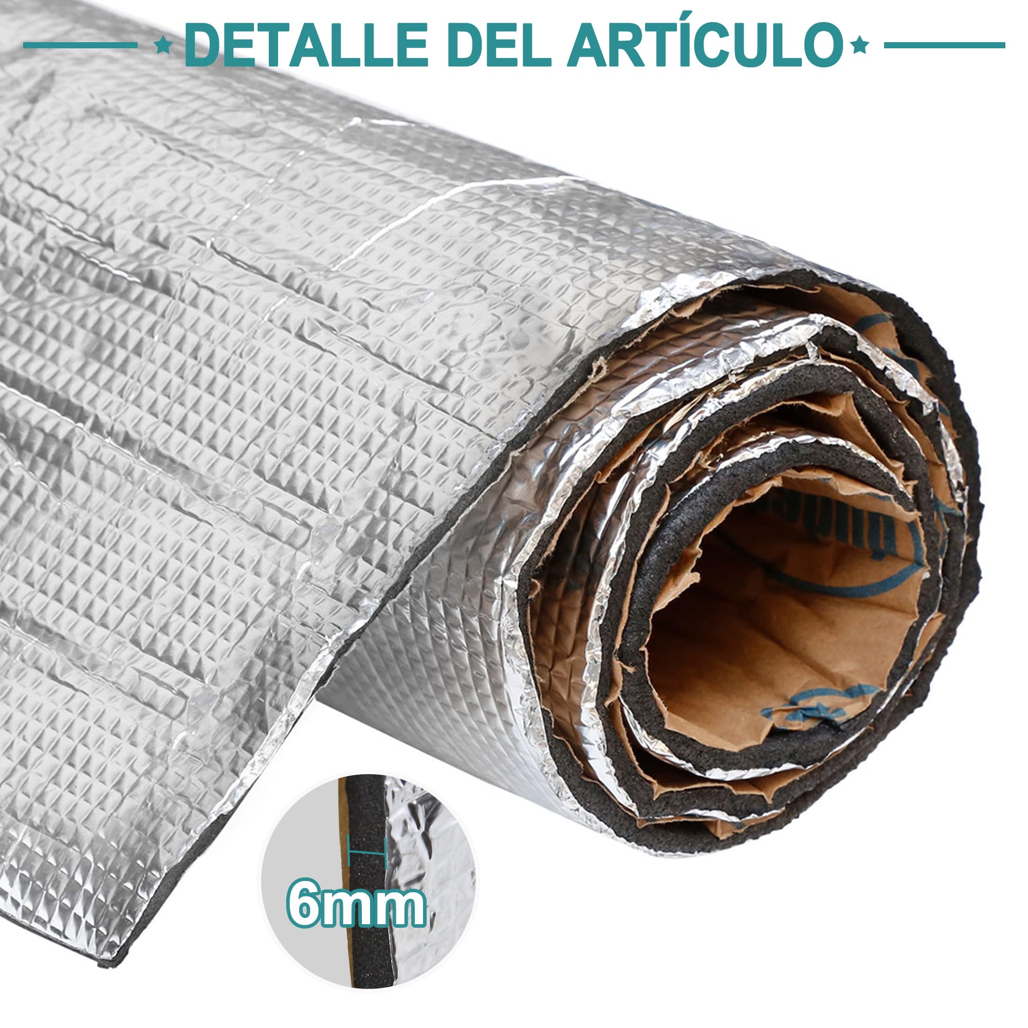 QUARKZMAN Isolante Auto 6mm Per Cofano - Fonoassorbente Termico 200x50cm In Cotone E Alluminio - Foto 9