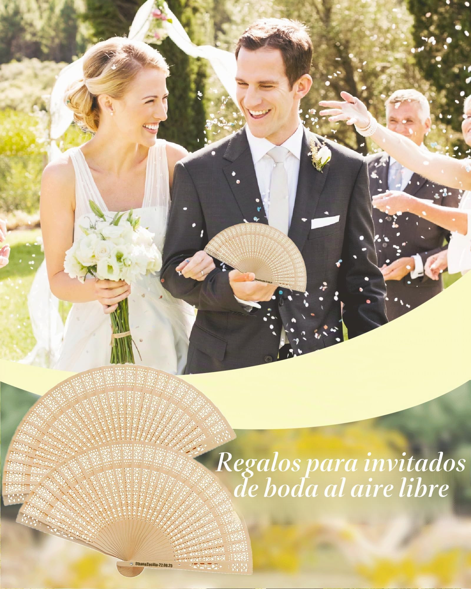 30 Piezas Abanicos Personalizados de Madera para Bodas Abanicos Boda para Invitados Abanico de Madera Personalizados para Bodas, Fiestas y Decoraciones (30)