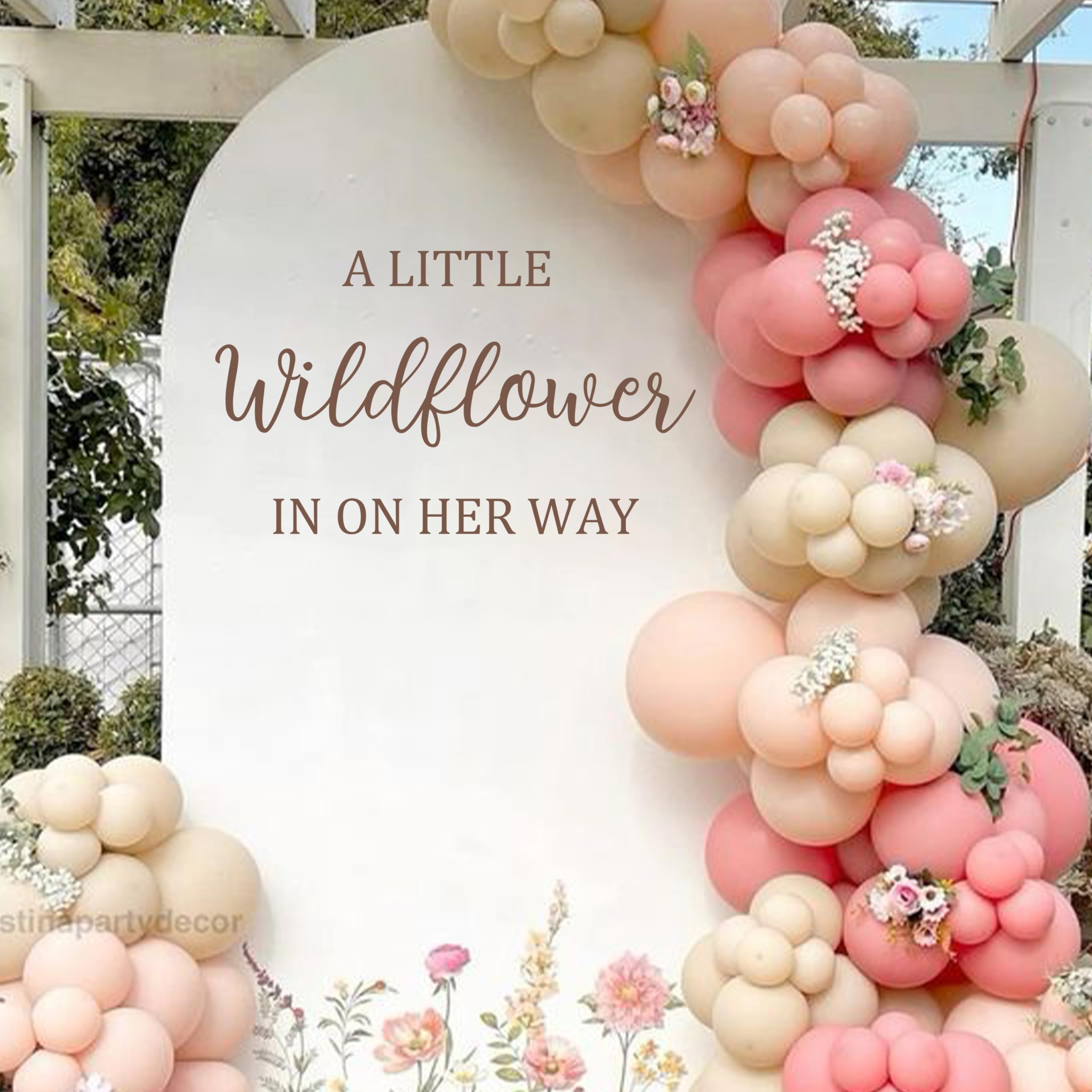 GIOGUK A Little Wildflower in On Her Way Decal - Baby Shower, Gender Reveal Party Decoration Supplies, Flower Wildflower Theme Wall Stickers, Balloon