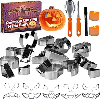 Halloween Pumpkin Carving Kit for Kids Pumpkin Carving Set 23PCS Safe Pumpkin Carving kit with Stencils Stainless Steel No...
