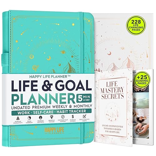 Life Mastery Planner - A 12 Month Journey to Crush Your Goals, Increase Productivity, Passion, Success &amp; Happiness - Weekly &amp; Monthly Life Planner, Habit-Tracker, Gratitude Journal &amp; Organizer, A5