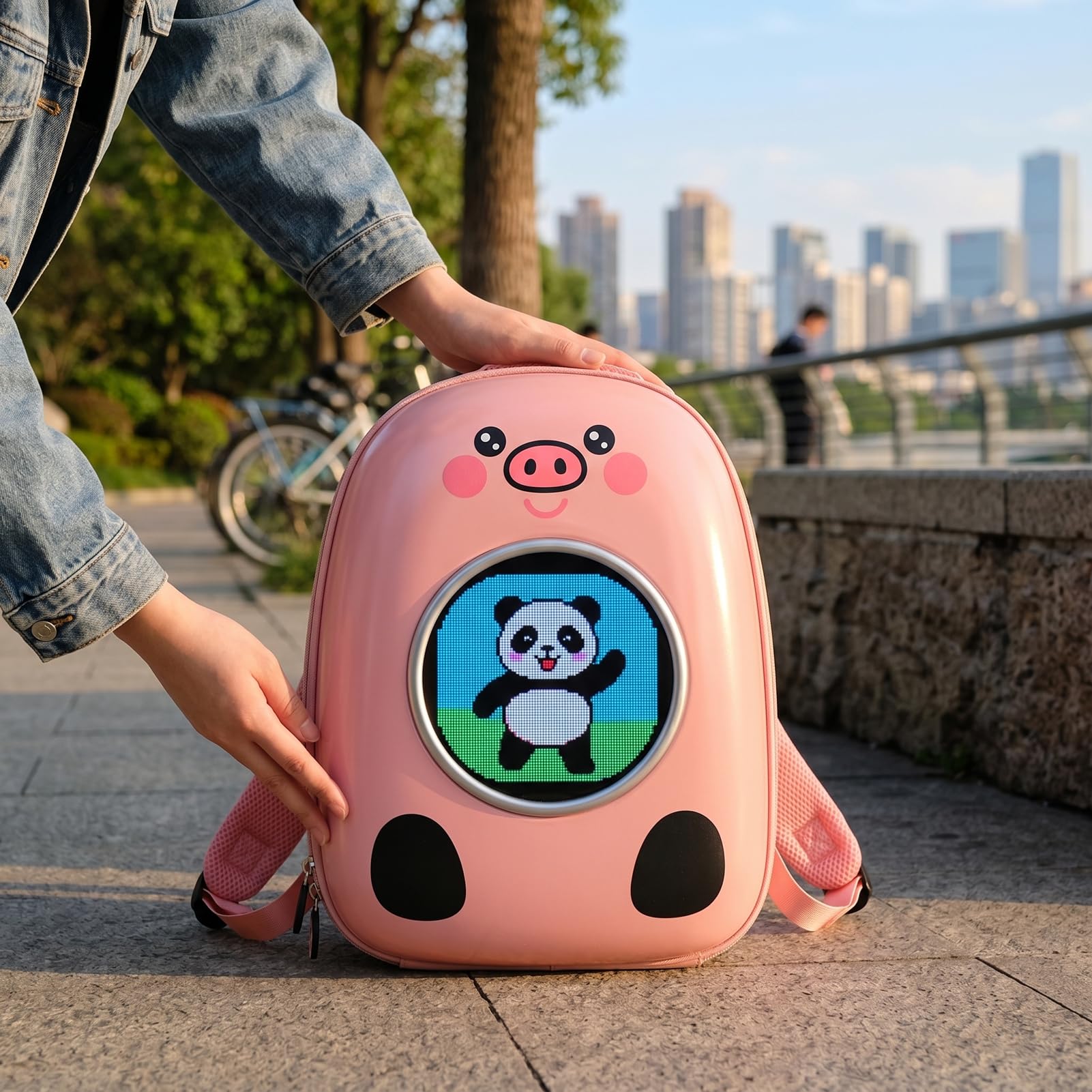 APP Control LED Backpack z Pełnokolorowym Programowalnym Ekranem | Wyświetlacz tekstu obrazu animacji GIF, wodoodporna lekka torba bagażowa dla studentów, profesjonalistów, na imprezy,