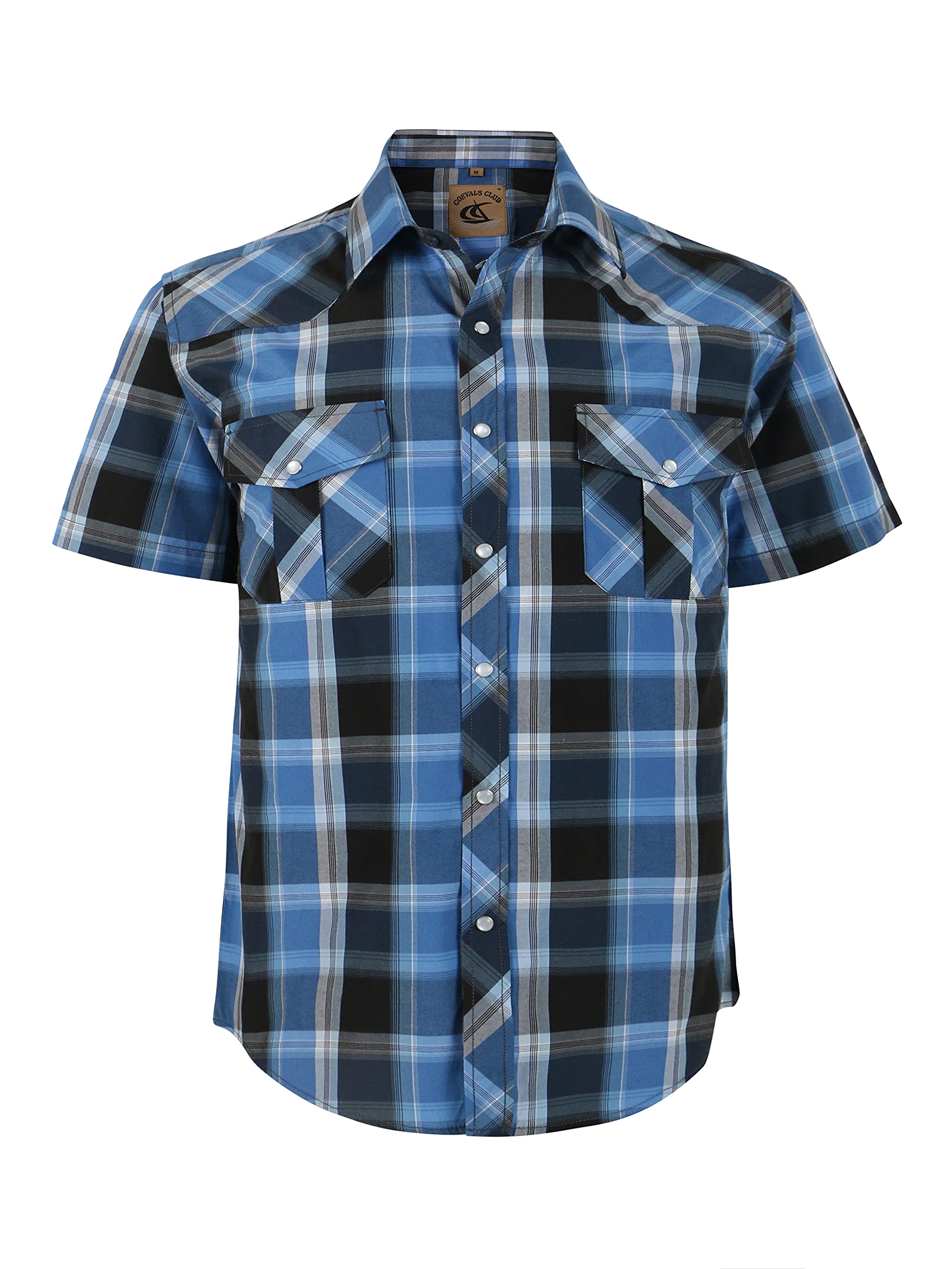 Coevals Club Men's Western Cowboy Short Sleeve Pearl Snap Casual Work Shirts