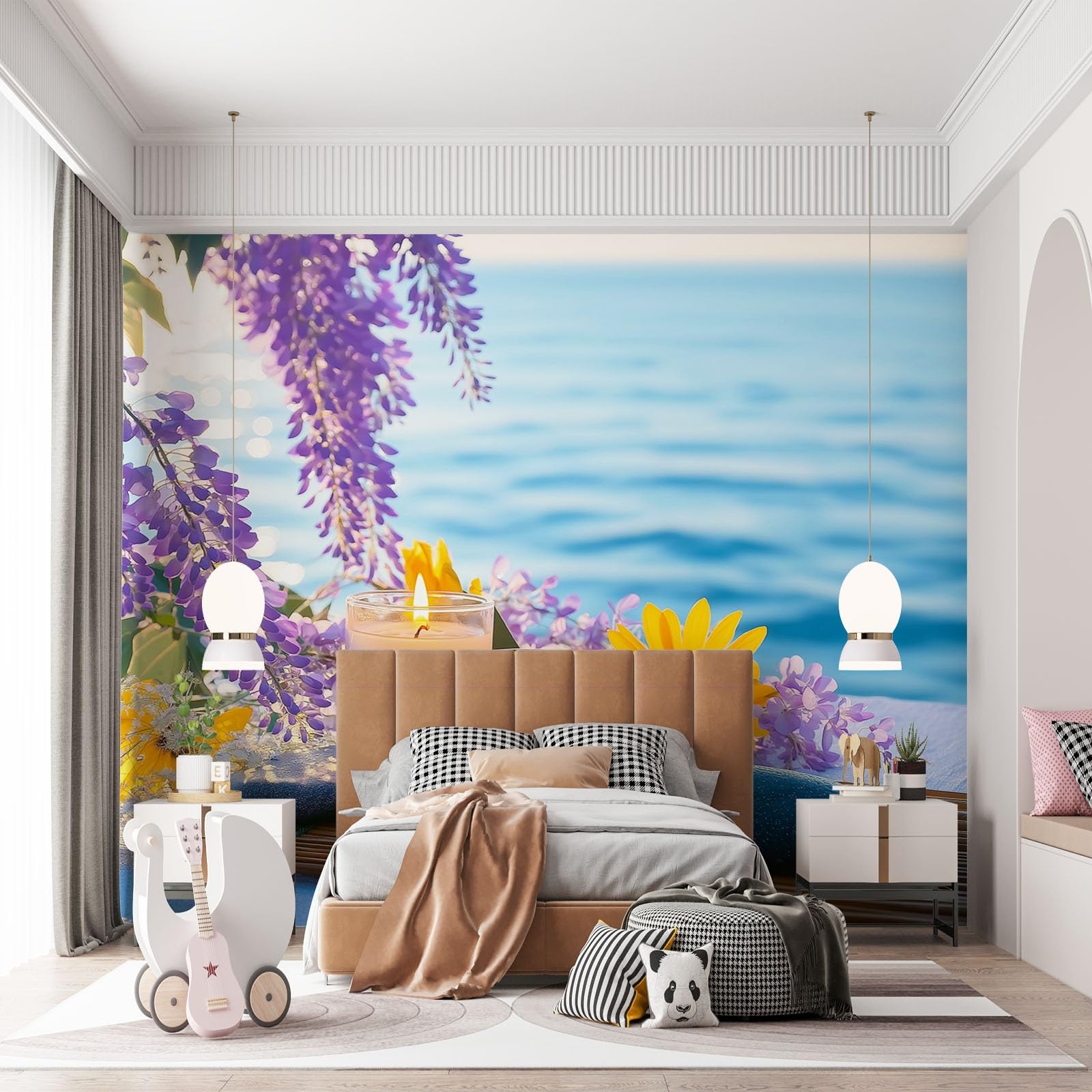 Carta da Parati Fotografica Candela Artistica Per La Meditazione, Meditazione Arte Murales Fotografici, Carta da Parati per Soggiorno 250 x 175 cm (L x A), Decorazione da Parete per Camera da Letto