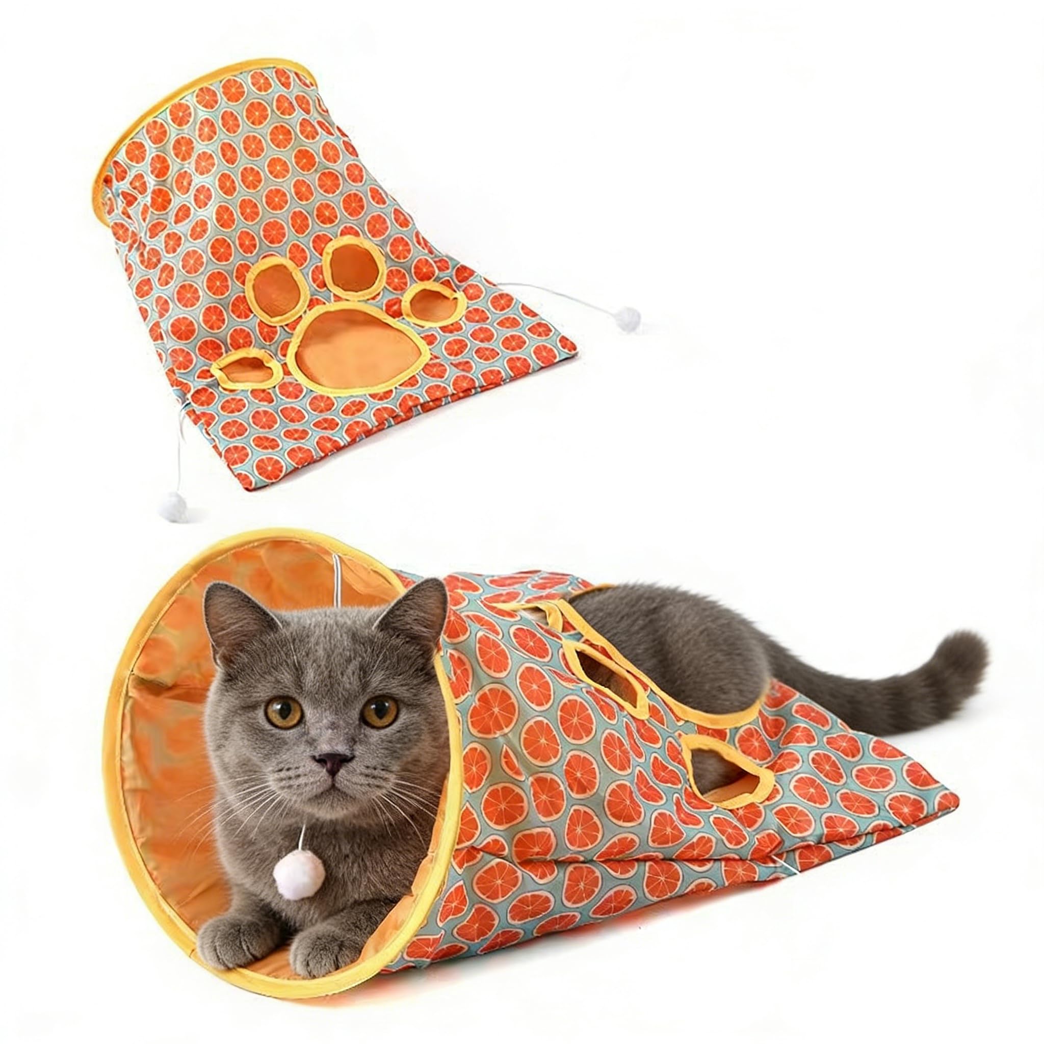 Cat Tunnel Toy, Interactive Cat Toy for Adult Cats & Kittens, Cat Tunnel Bags with 3 Plush Balls & 1 Plush Mouse, Portable Cat Puzzle Toys with Crinkle Paper, Kittens, Rabbits, Puppies & Ferrets