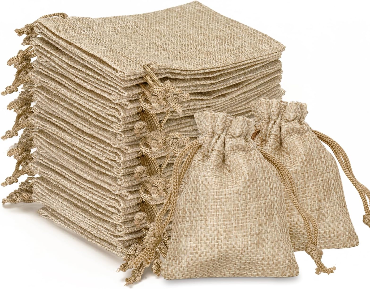 G2PLUS 20 PCS Small Burlap Gift Bags, 7x9 cm Linen Drawstring Pouches for Advent Calendar, Gifts and Reindeer Food