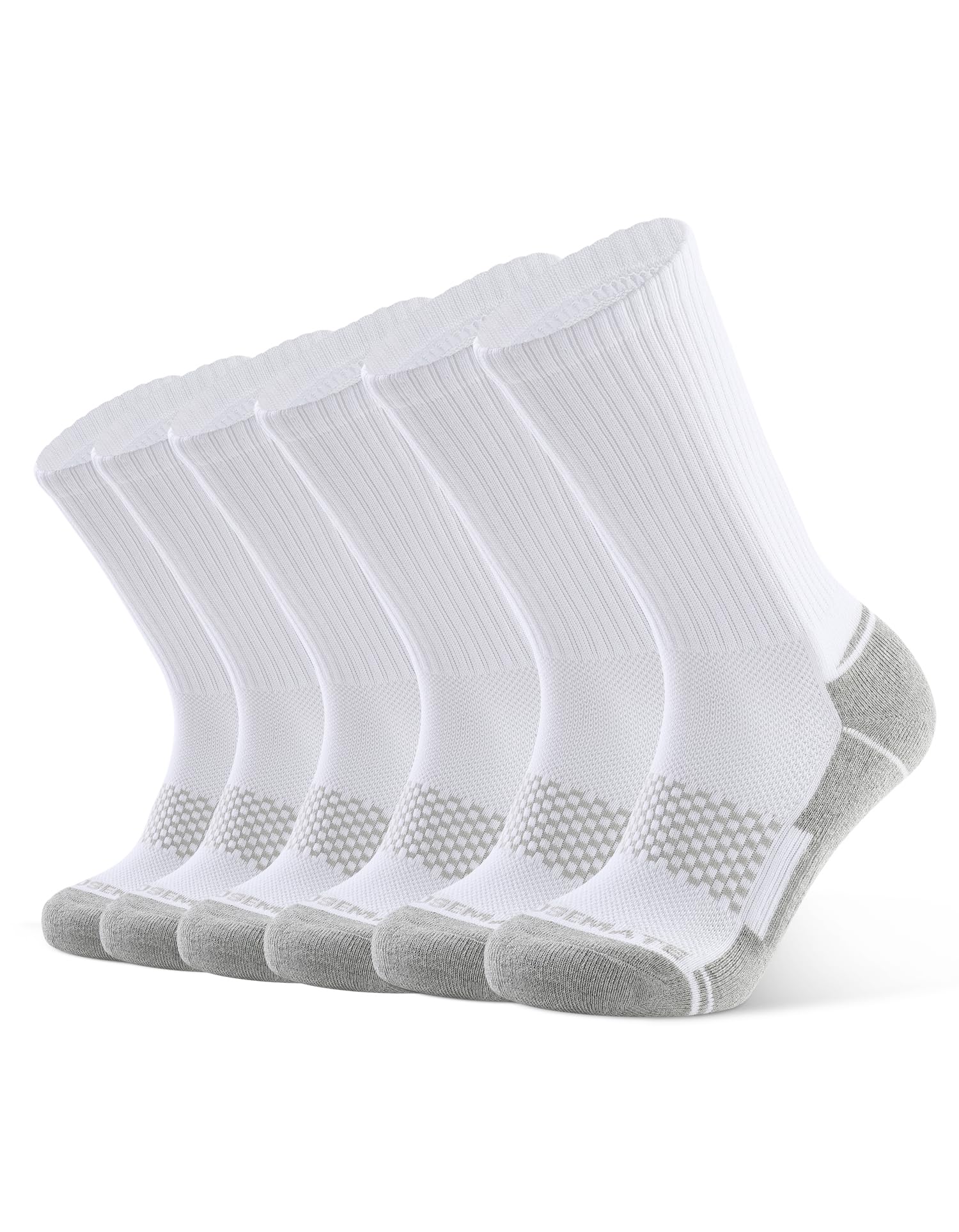 CLOSEMATE Mens Moisture-Wicking Athletic Cushioned Crew Socks 6 Pairs Cotton Comfy Running Training Sports