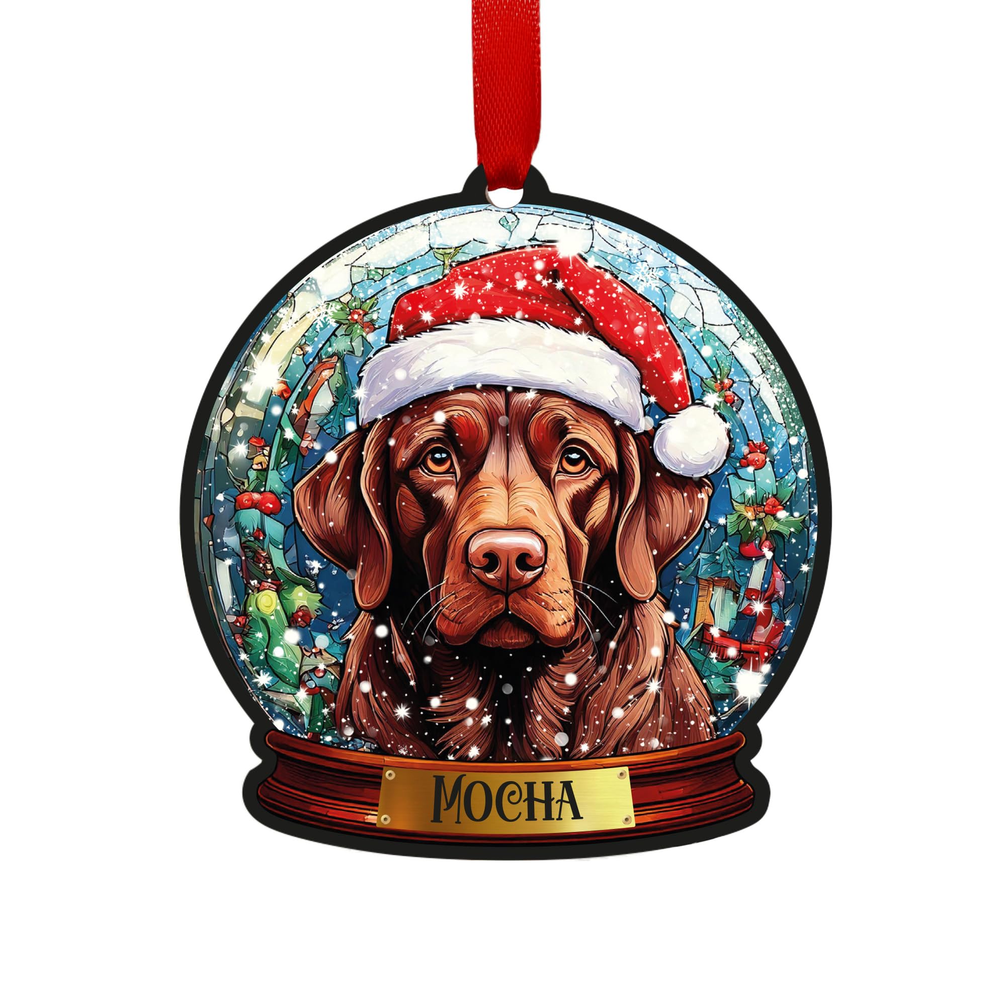 Labrador Chocolate Personalised Snow Globe Decoration