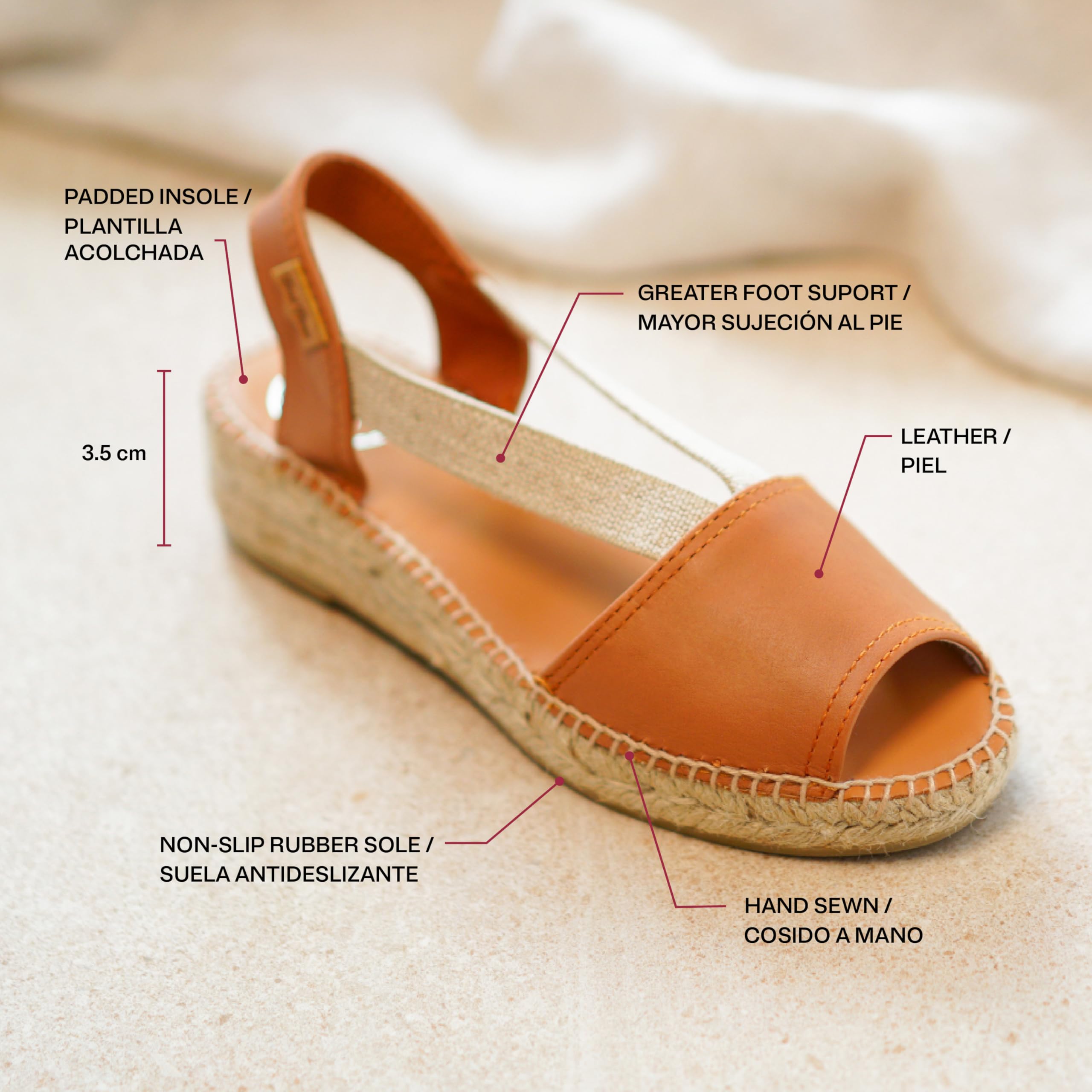 TONI PONS ETNA - Espadrille pour Femmes dans des Tons Unis de en Cuir.