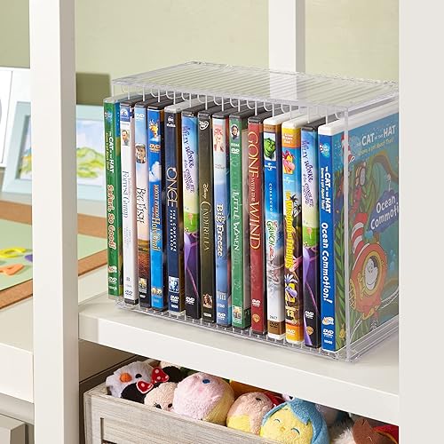 Miniatura 4 de STORi Soporte apilable de plástico transparente para DVD - Capacidad para 14 fundas de DVD estándar