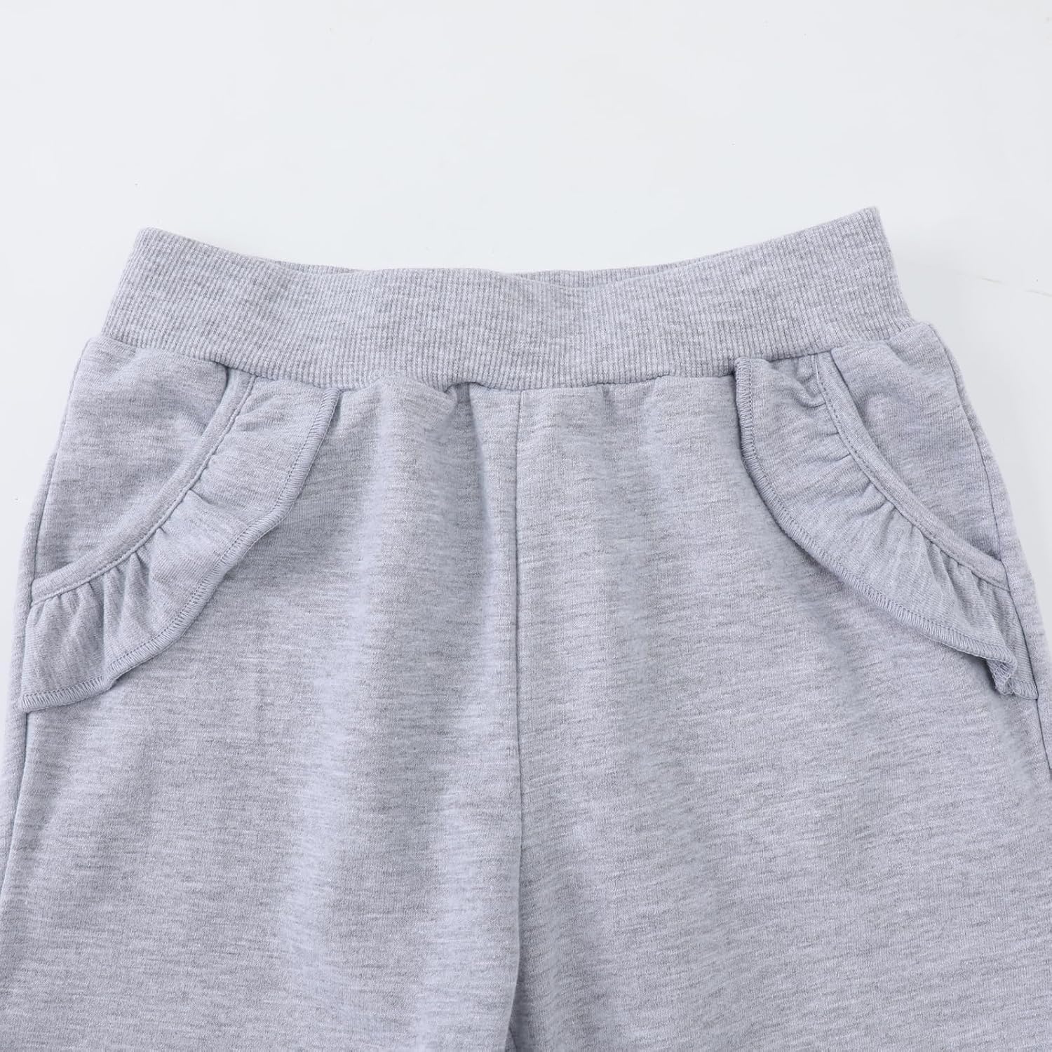 HILEELANG Toddler Girls' Jogger Pants 3-Pack Pull on Cotton French Terry Solid Ruffle Pocket SweatPants12M-7Y - Image 7