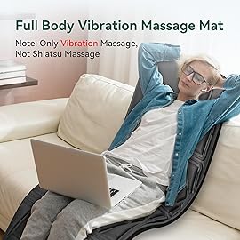 Snailax Massage Mat with Heat, Back Massage Pad for Bed, Chair, 10 Motors Vibrating Massage Mattress Pad with 2 Heating Pads for Back, Full Body Massager