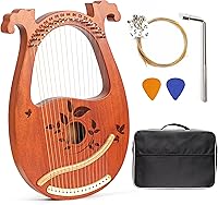 Vista 5 de Lyre Harp - Juego de 16 cuerdas de metal de repuesto con 20 remaches huecos de latón dorado