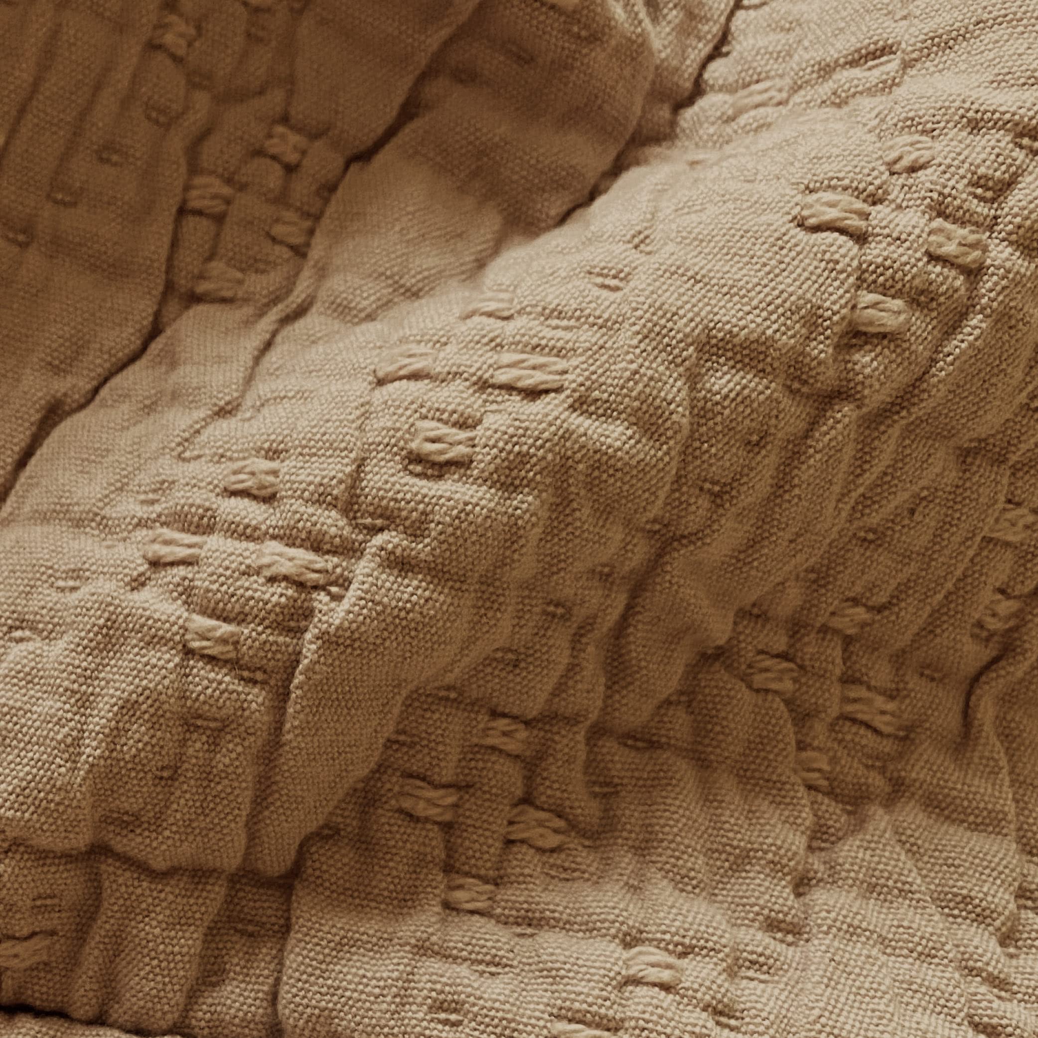 Dr. Weil Wave Coverlet, 100% Cotton Bedspread, Midweight Coverage, Prewashed for Softness, Full/Queen, Ochre (DWSTWC-FQ-OC)