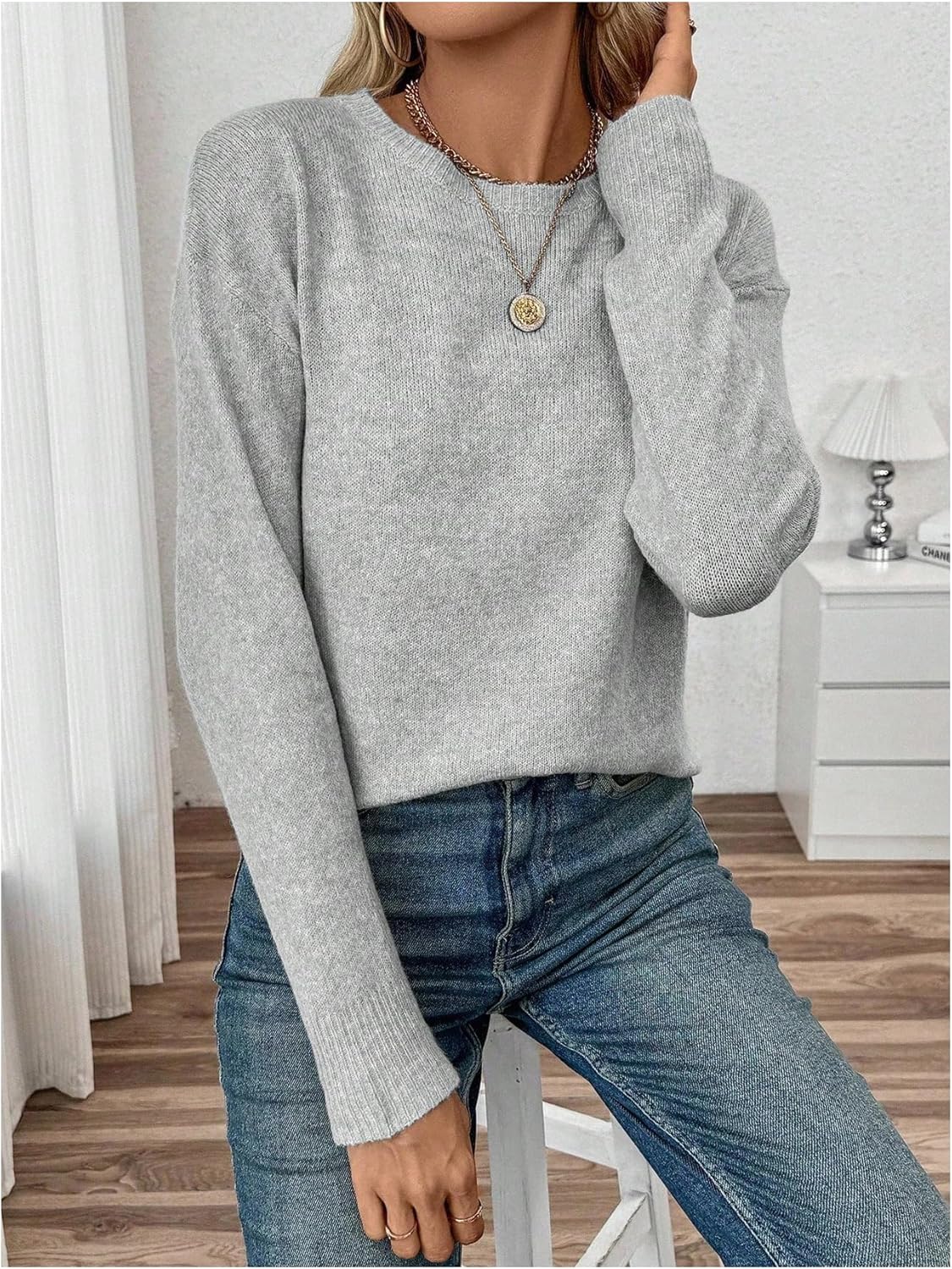 Women's Fall Sweaters Long Sleeve Knit Crewneck Sweaters Jumper Tops Streetwear Fall Outfits - Image 4