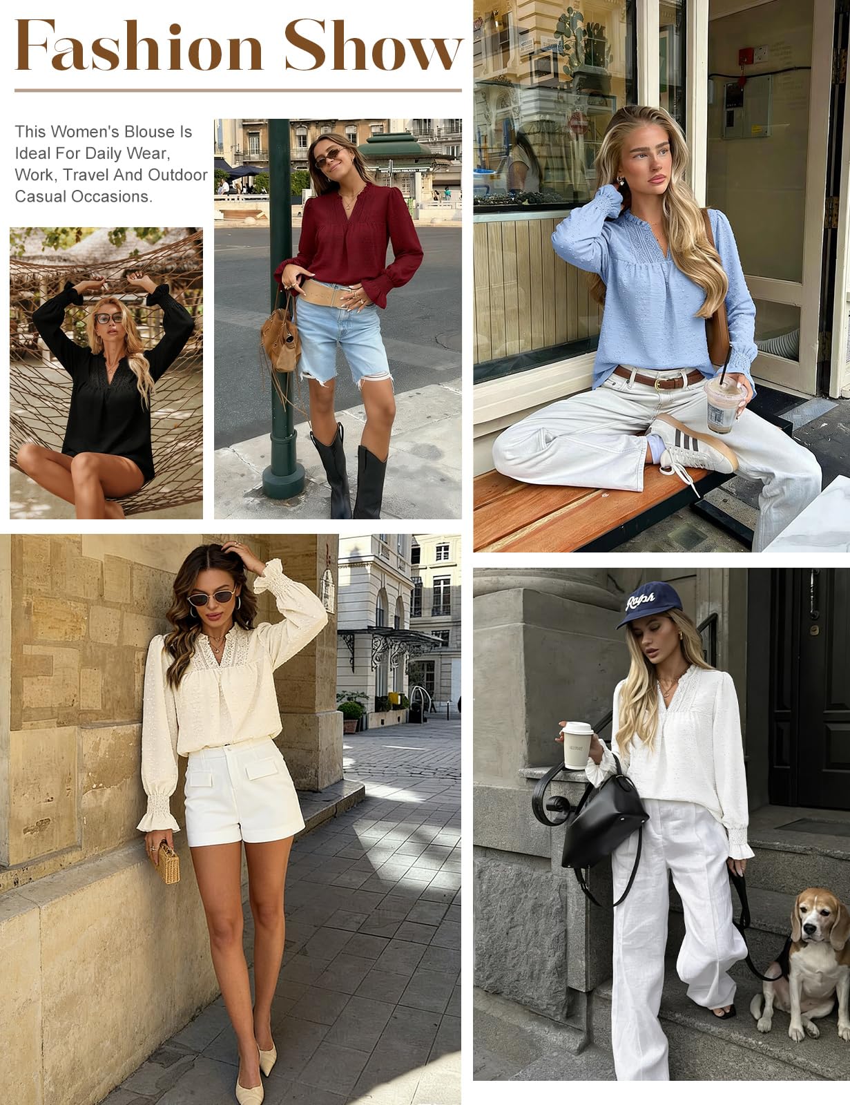 HEEKPEK Chemisier Femme Chic et Élégante Boheme Blouse Manche Longue Col en V Haut Femme Dentelle Printemps Été Automne Chemise Léger Tunique Top Décontractées Poignets à Volants