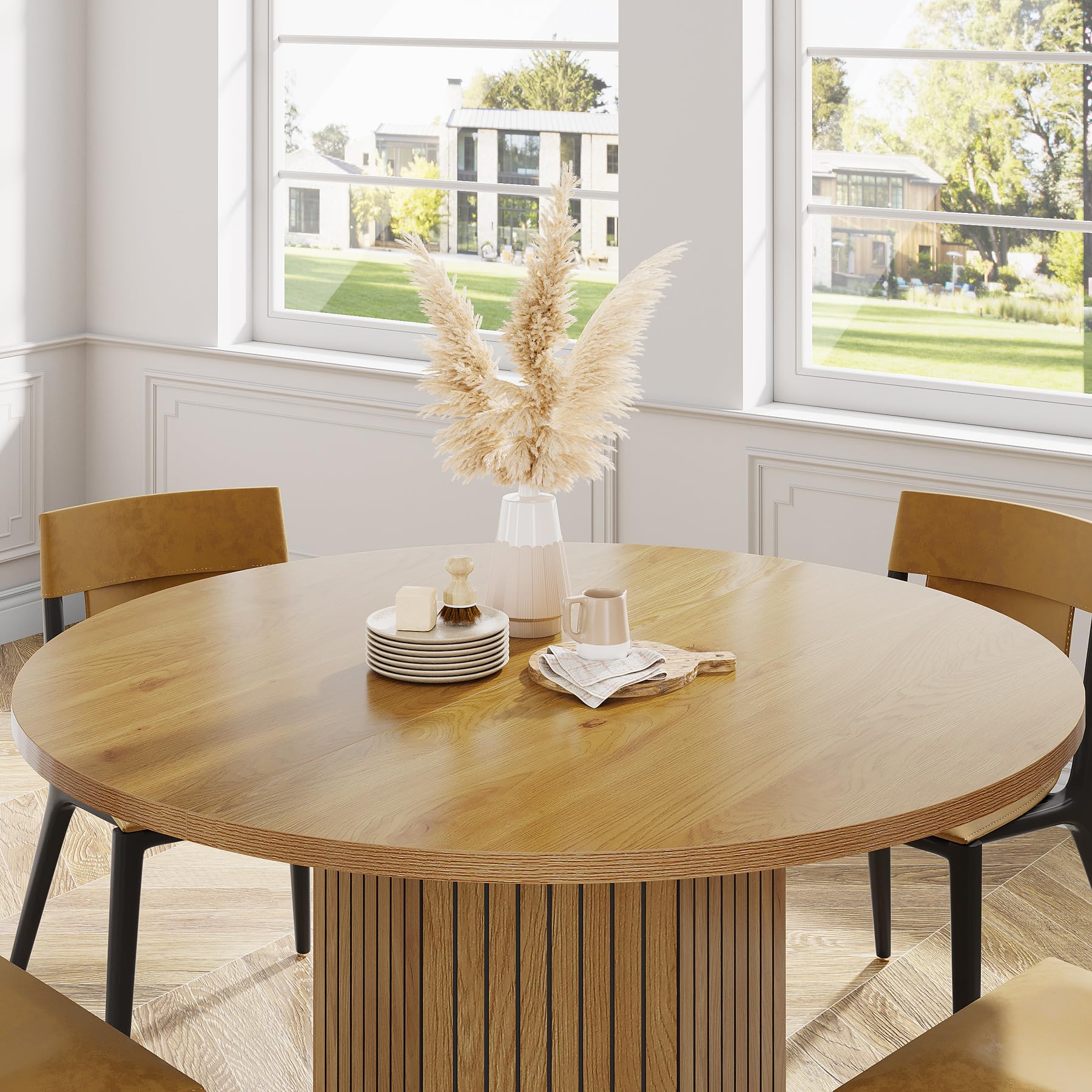 Mesas De Comedor Round Dining Table For 6-8, 59′ Sintered Stone