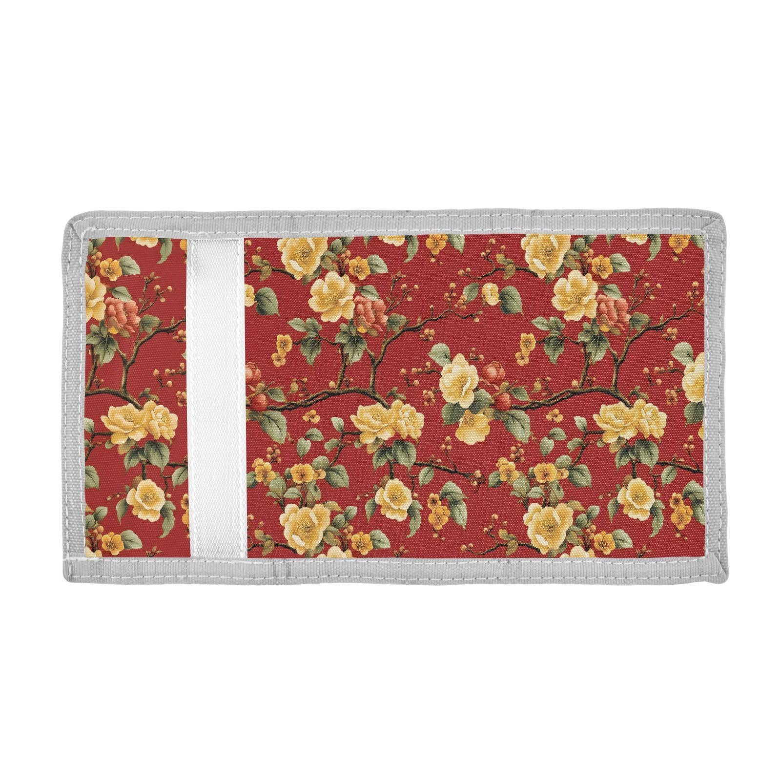 FOLIOSA Japanese Floral Pattern Kids Wallet for Boys Girls Youth, Compact Fabric 4.9×2.9 in