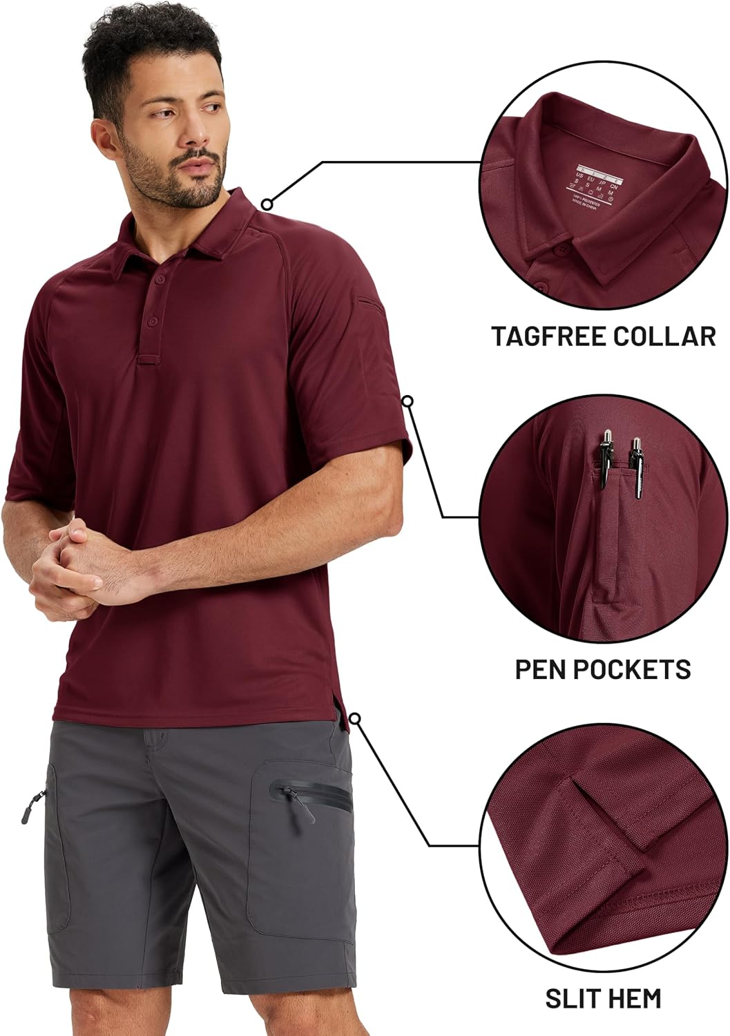 TACVASEN Polo Shirts for Men Short Sleeve Dry Fit Collared Shirt UPF 50+ Performance Work Athletic Tactical Golf Polos - Image 3