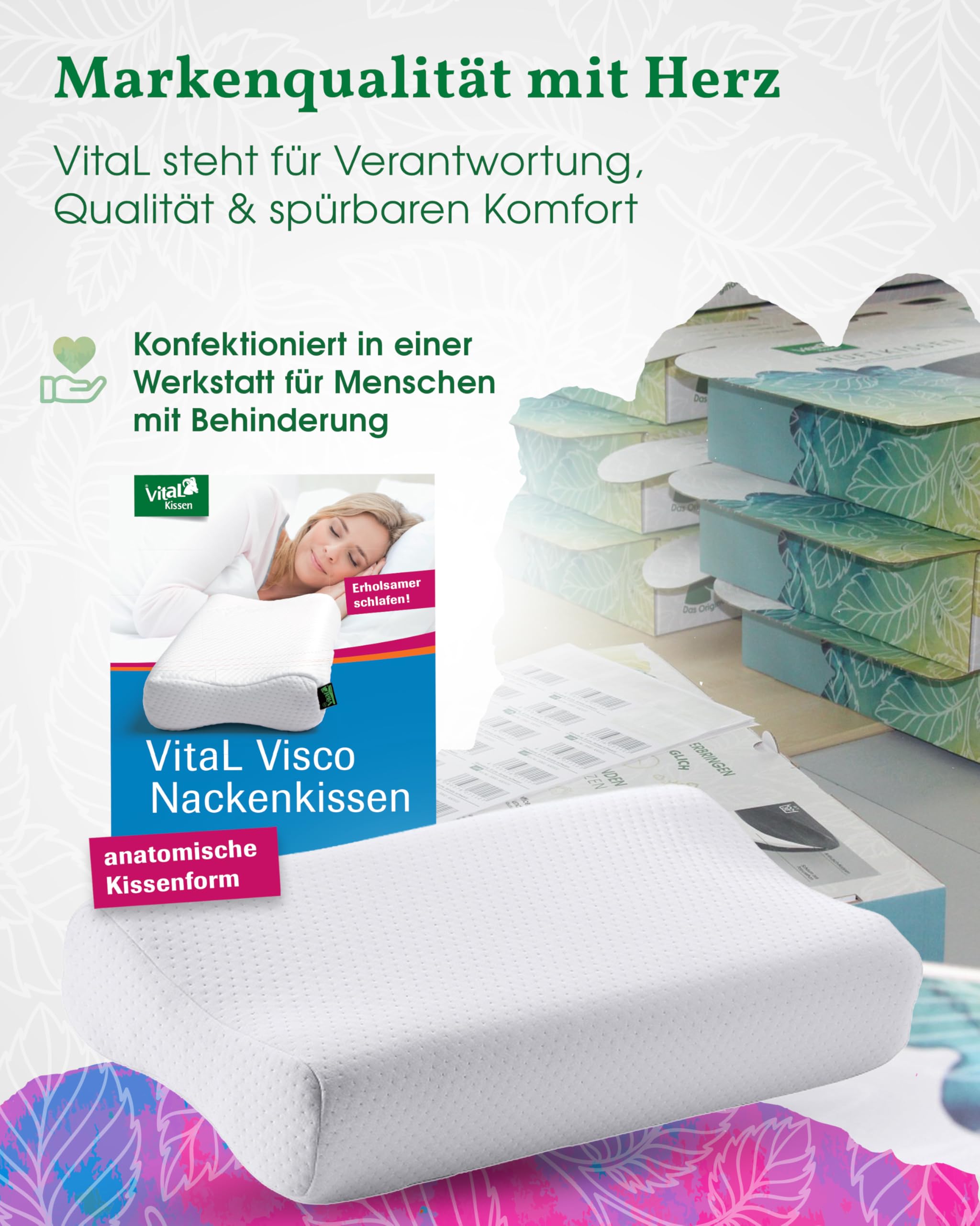 Orthopädisches Nackenkissen – Ergonomisches Visco Kopfkissen für Rücken & Seitenschläfer, entlastet Nacken & HWS, fördert Tiefschlaf, reduziert Verspannungen & Schmerzen Bezug waschbar