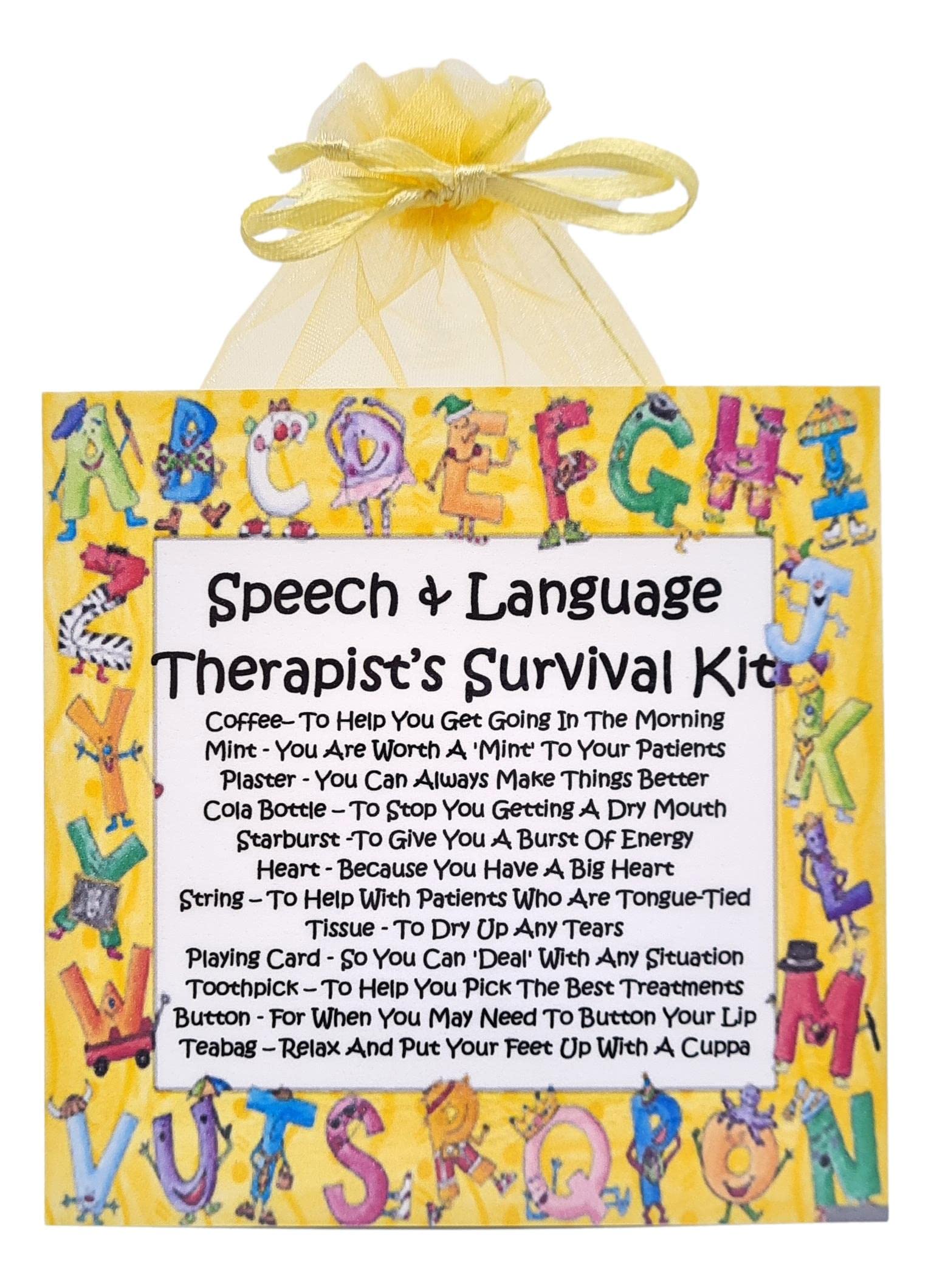 Speech & Language Therapist Survival Kit ~ Fun Novelty Gift & Greetings Card Alternative | Birthday Present | Thank You Gift | Personalised Keepsake