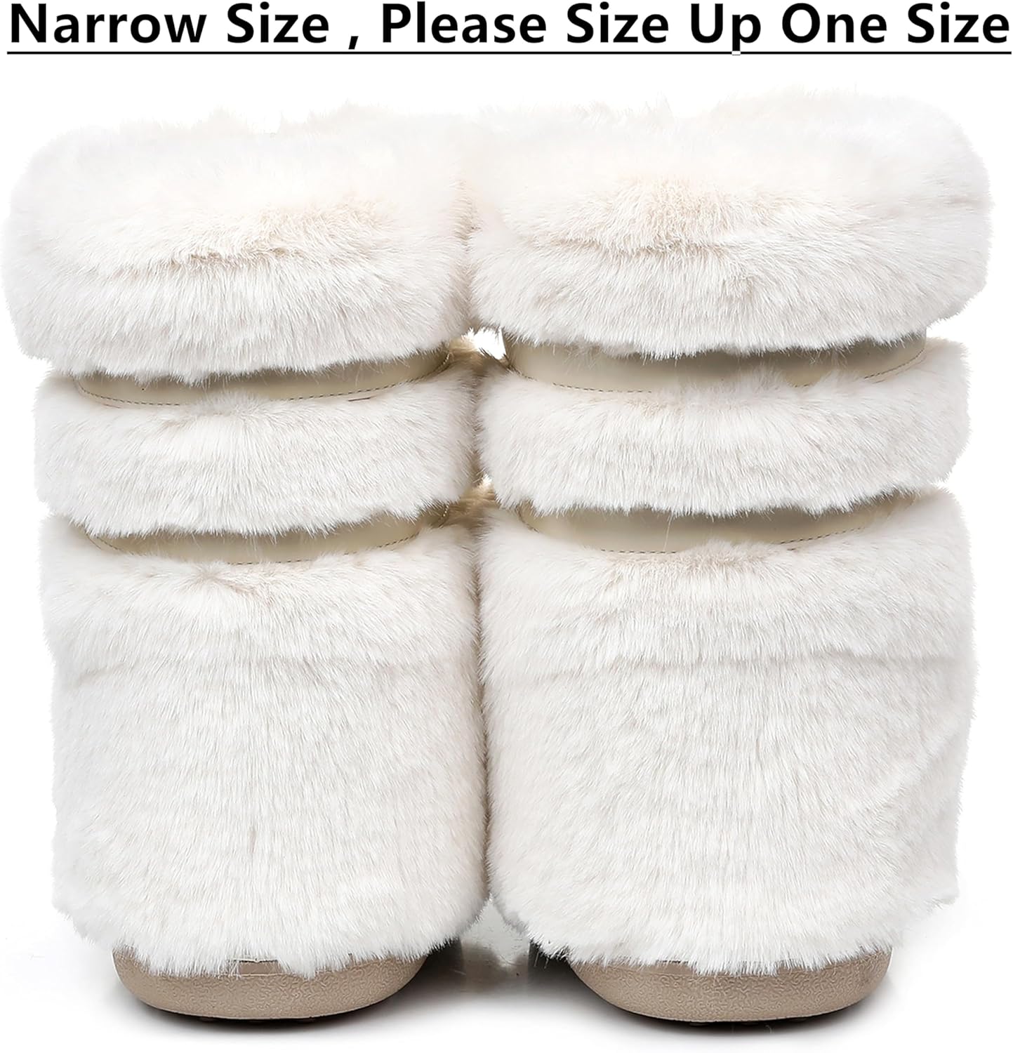 Womens Snow Boots,Fuzzy Furry Fluffy Fur Boots with Faux Fur Lined,Winter Mid-calf Lace-up White Black Pink Warm Comfortable Ski Boots - Image 6