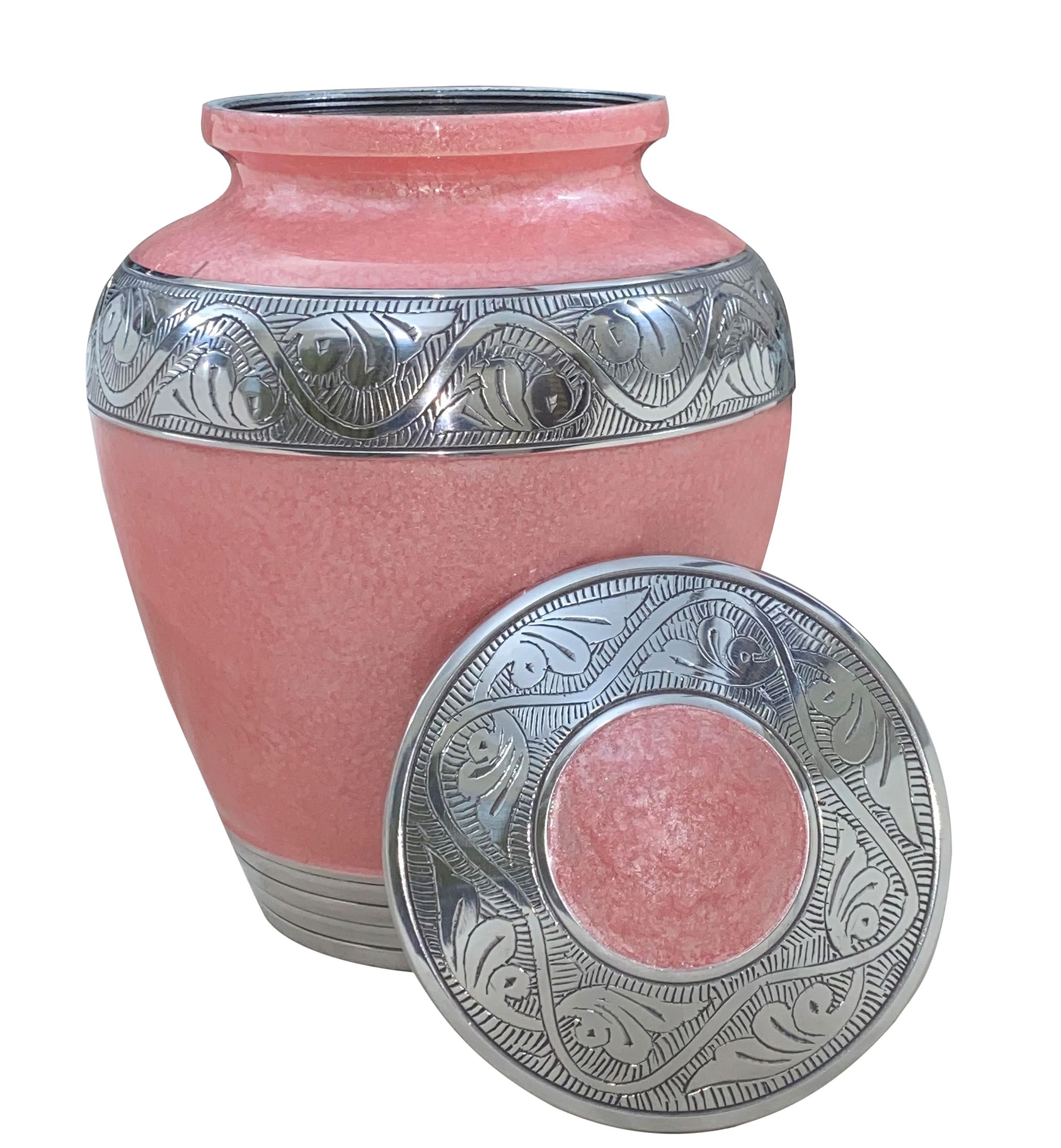 BOLD & DIVINE Pink Enamel Textured Cremation Urn, Large - Set of 1
