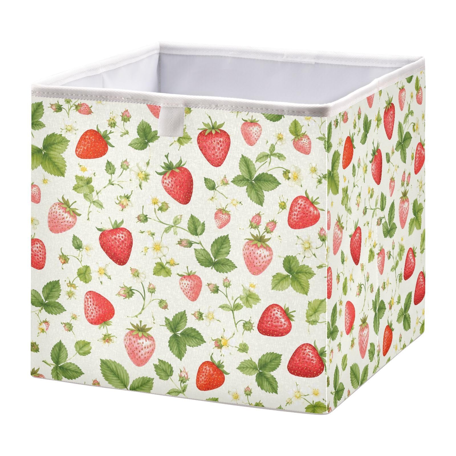 Ewusp Strawberry Cube Storage Boxes 28x28 cm Foldable Closet Organiser Bin Holiday Basket Baby Basket for Nursery Bedroom Office