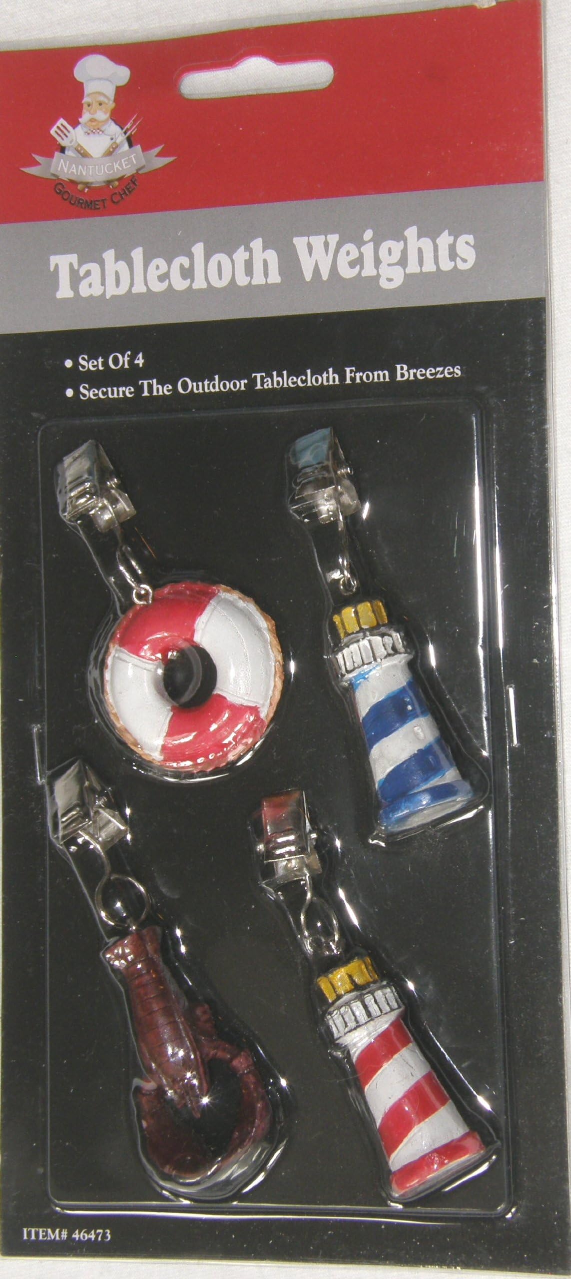 Nautical Lighthouse, Life Preserver & Lobster Tablecloth Weights, Set of 4
