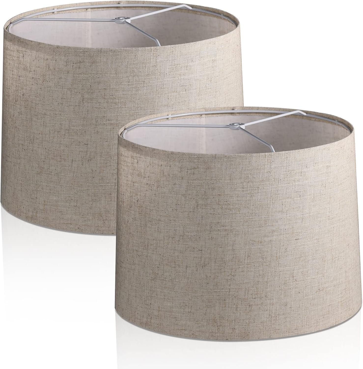Biege Lamp Shade Set of 2 Large Drum Lampshade Replacement for Table