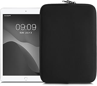 kwmobile Neoprene Pouch Compatible with 9,7"-11" Tablet - Universal Sleeve Case Cover with Zipper for Tablet - Black
